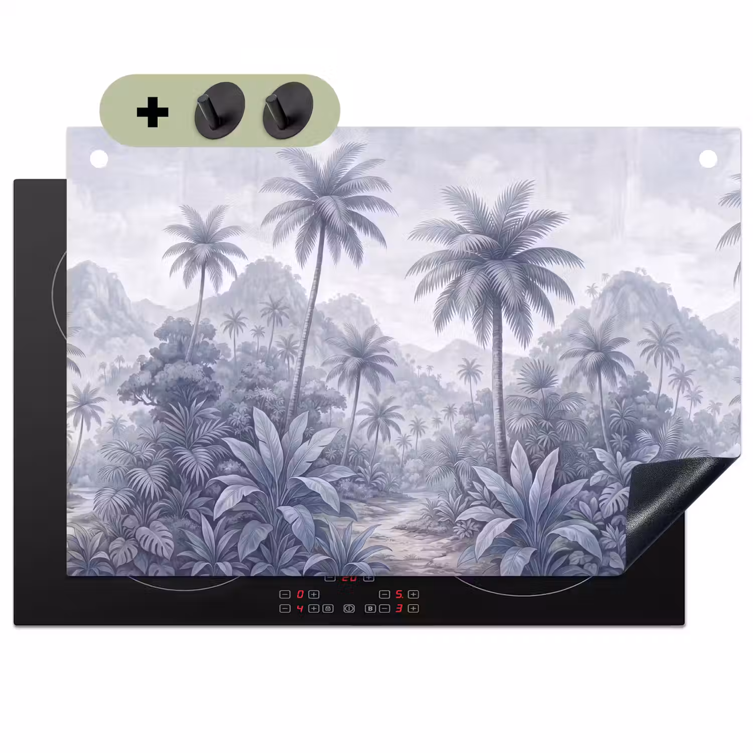 Natuur - Boom - Tropisch - Landschap - Blauw Inductie beschemer met haakjes klein -3d