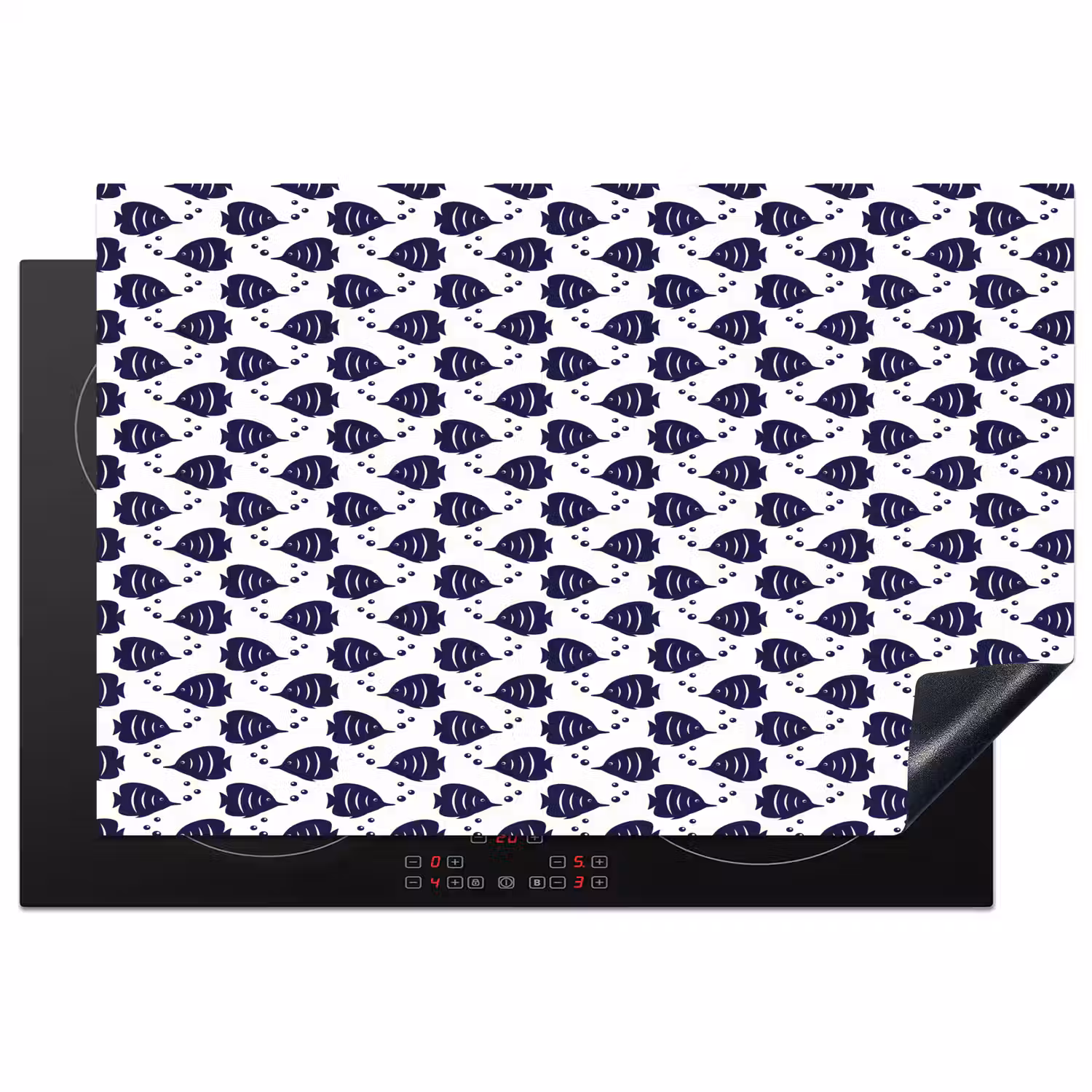 Oceaan - Vis - Blauw - Wit Inductie beschermer vinyl 3mm klein 276 -3d