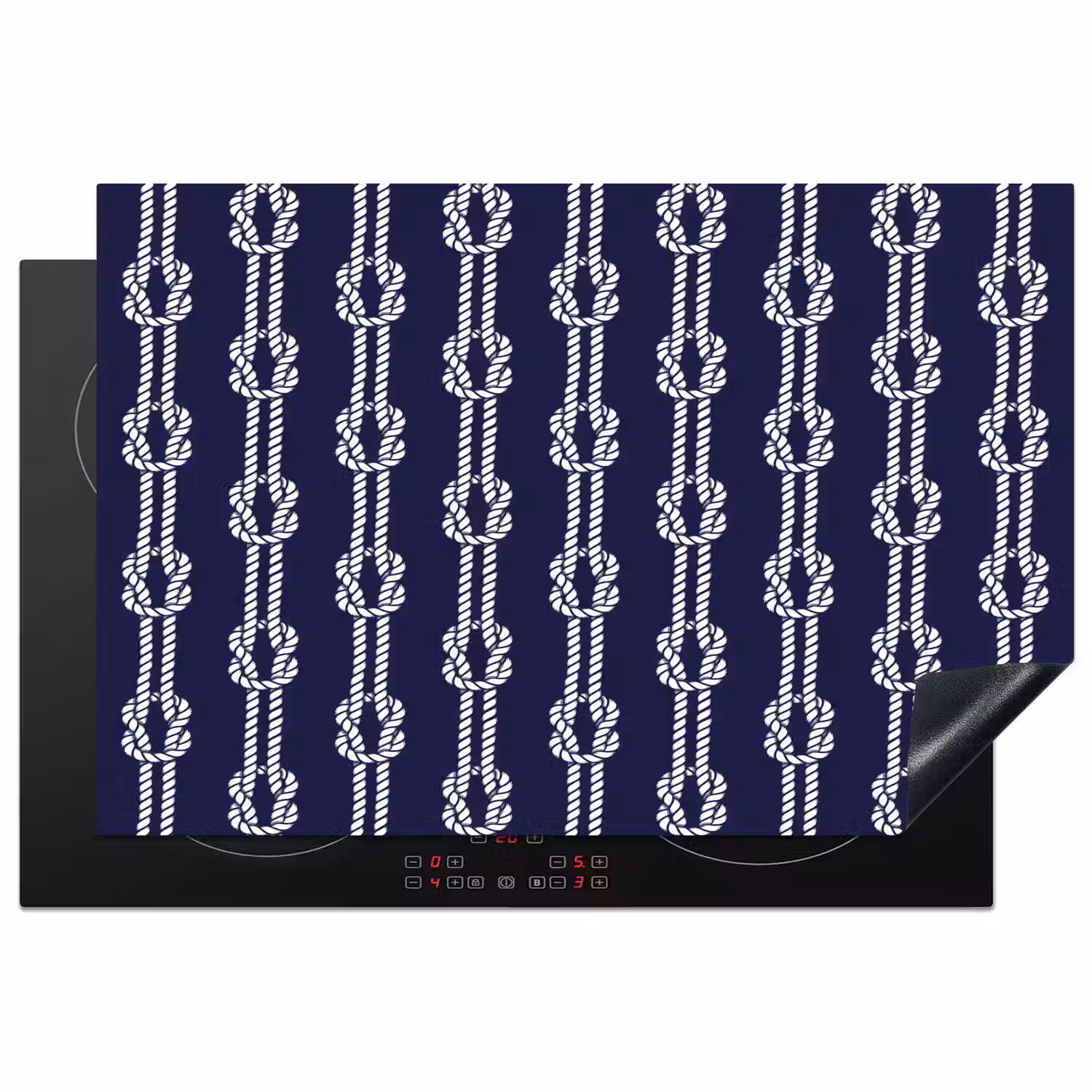 Oceaan - Touw - Blauw - Wit Inductie beschermer vinyl 3mm klein 276 -3d