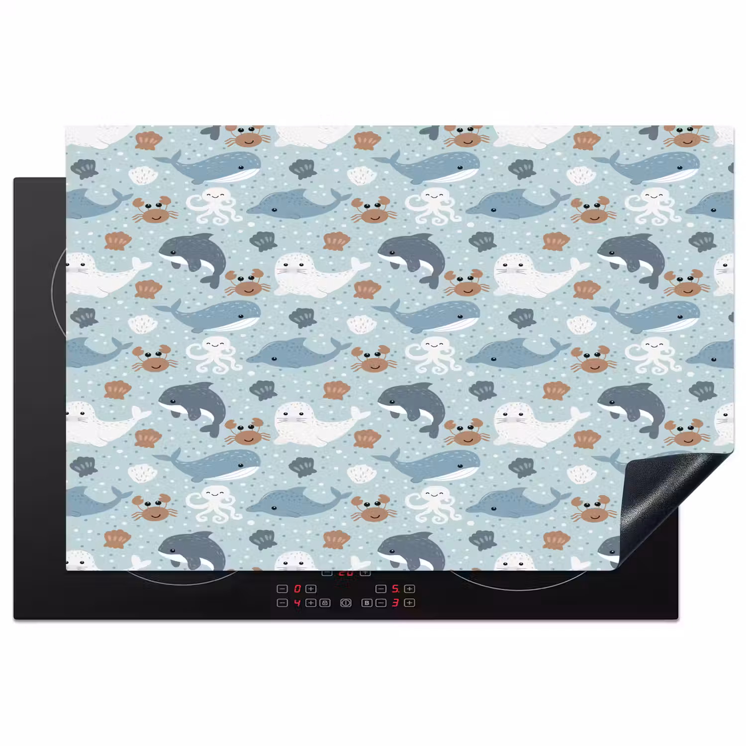 Oceaan - Walvis - Zeehond - Krab Inductie beschermer vinyl 3mm klein 276 -3d