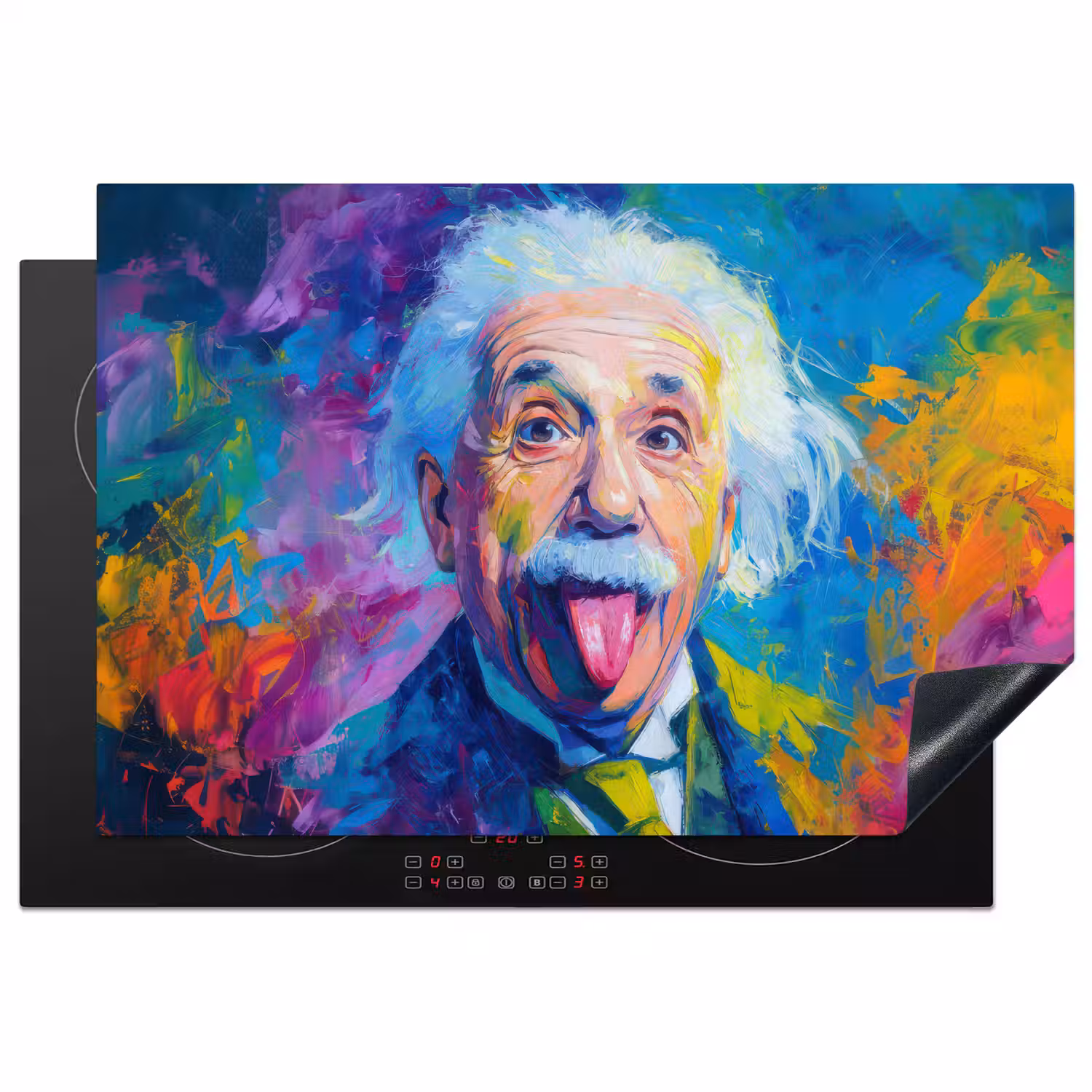 Oude man - Expressief - Kleurrijk Inductie beschermer vinyl 3mm klein -3d