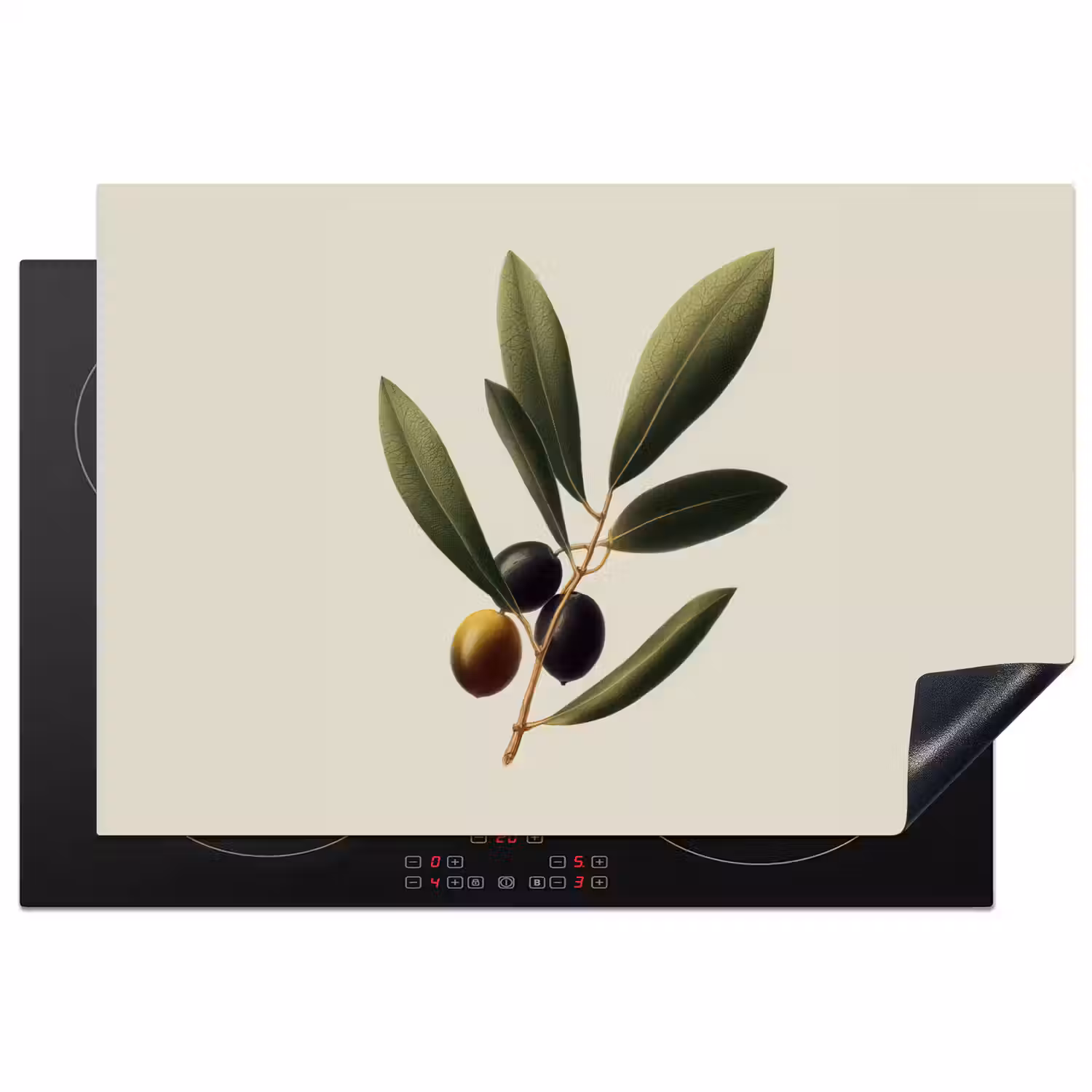 Olijftak - Donkergroen - Olijven Inductie beschermer vinyl 3mm klein -3d