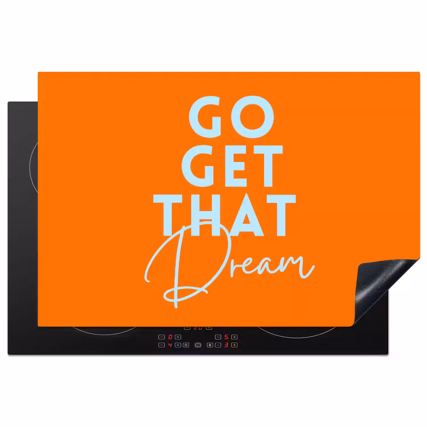 Oranje - Blauw - Go get that dream Inductie beschermer vinyl 3mm klein -3d