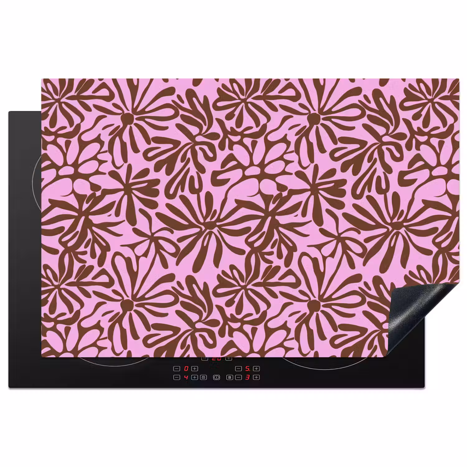 Organisch - Patroon - Roze Inductie beschermer vinyl 3mm klein 276 -3d