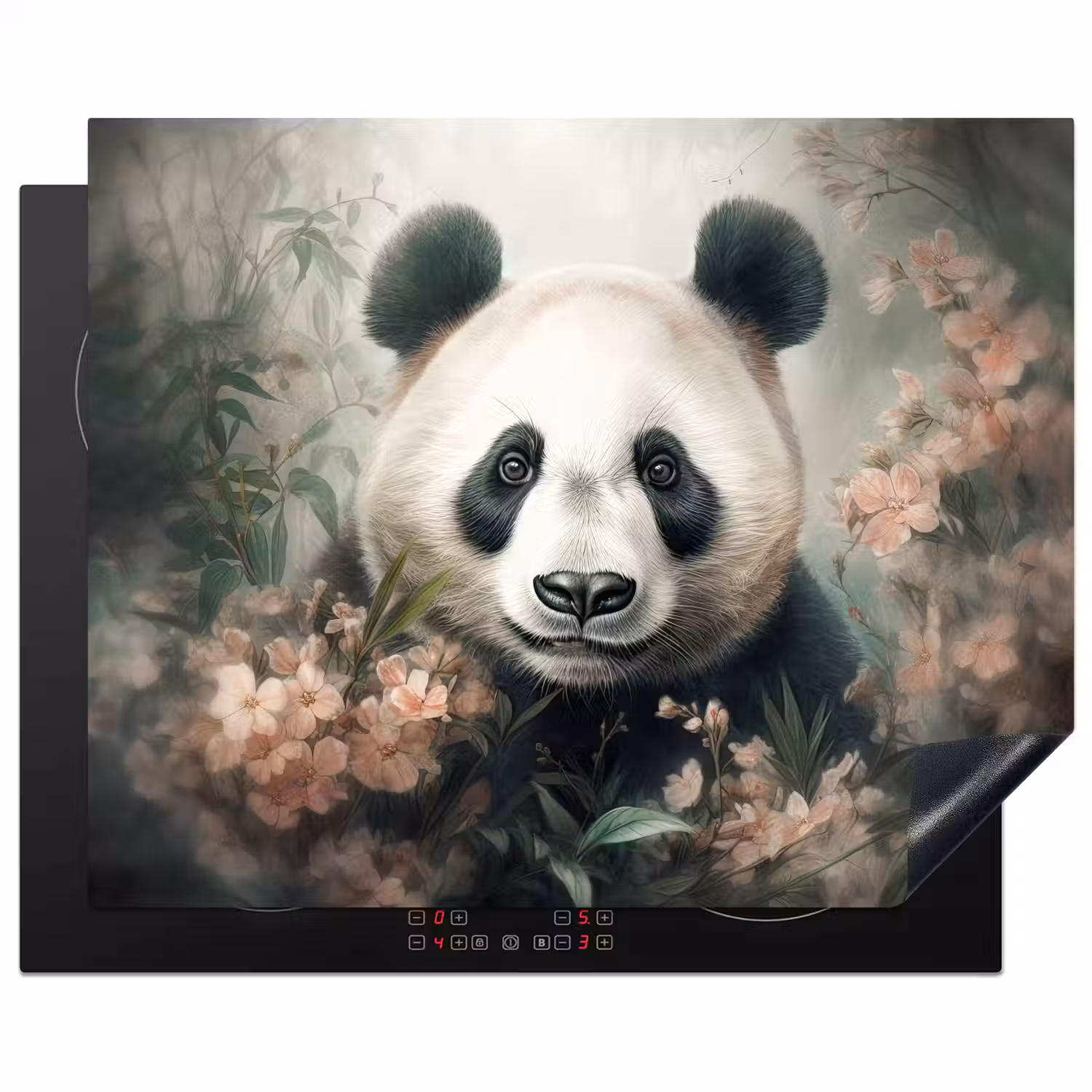 Panda - Dieren - Bloemen - Planten Inductie beschermer vinyl 3mm groot -3d