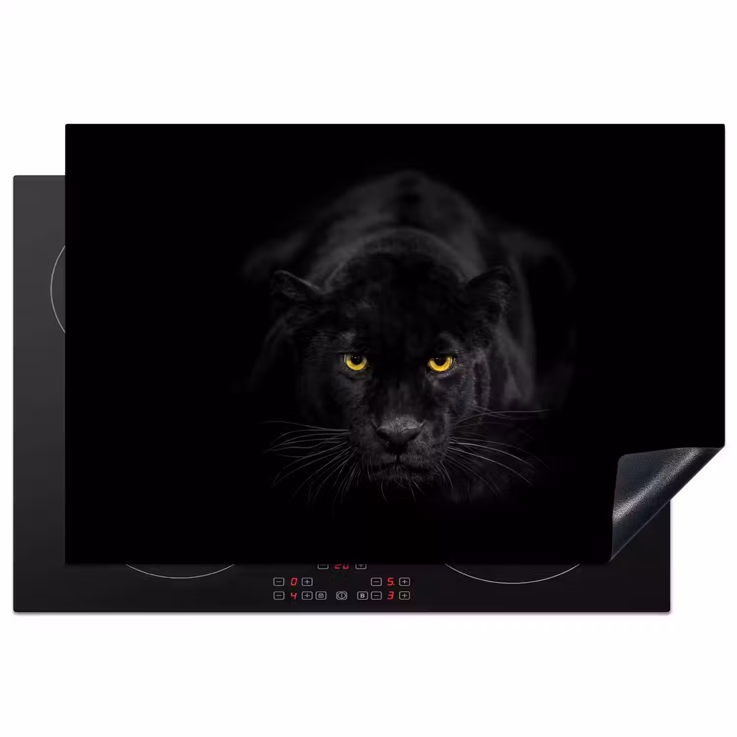 Panter - Dieren - Zwart - Ogen Inductie beschermer vinyl 3mm klein -3d