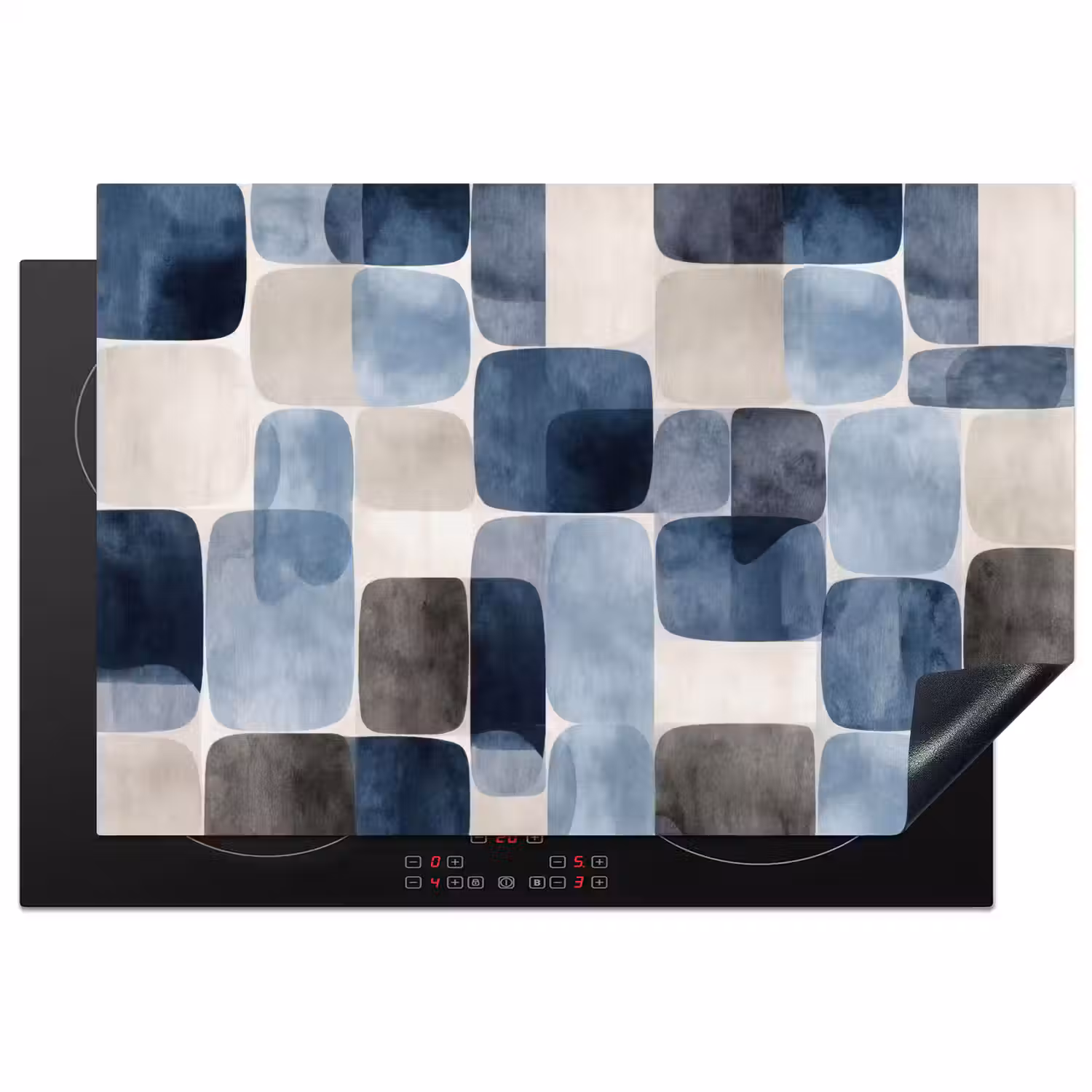 Patroon - Blauw - Vierkanten Inductie beschermer vinyl 3mm klein -3d
