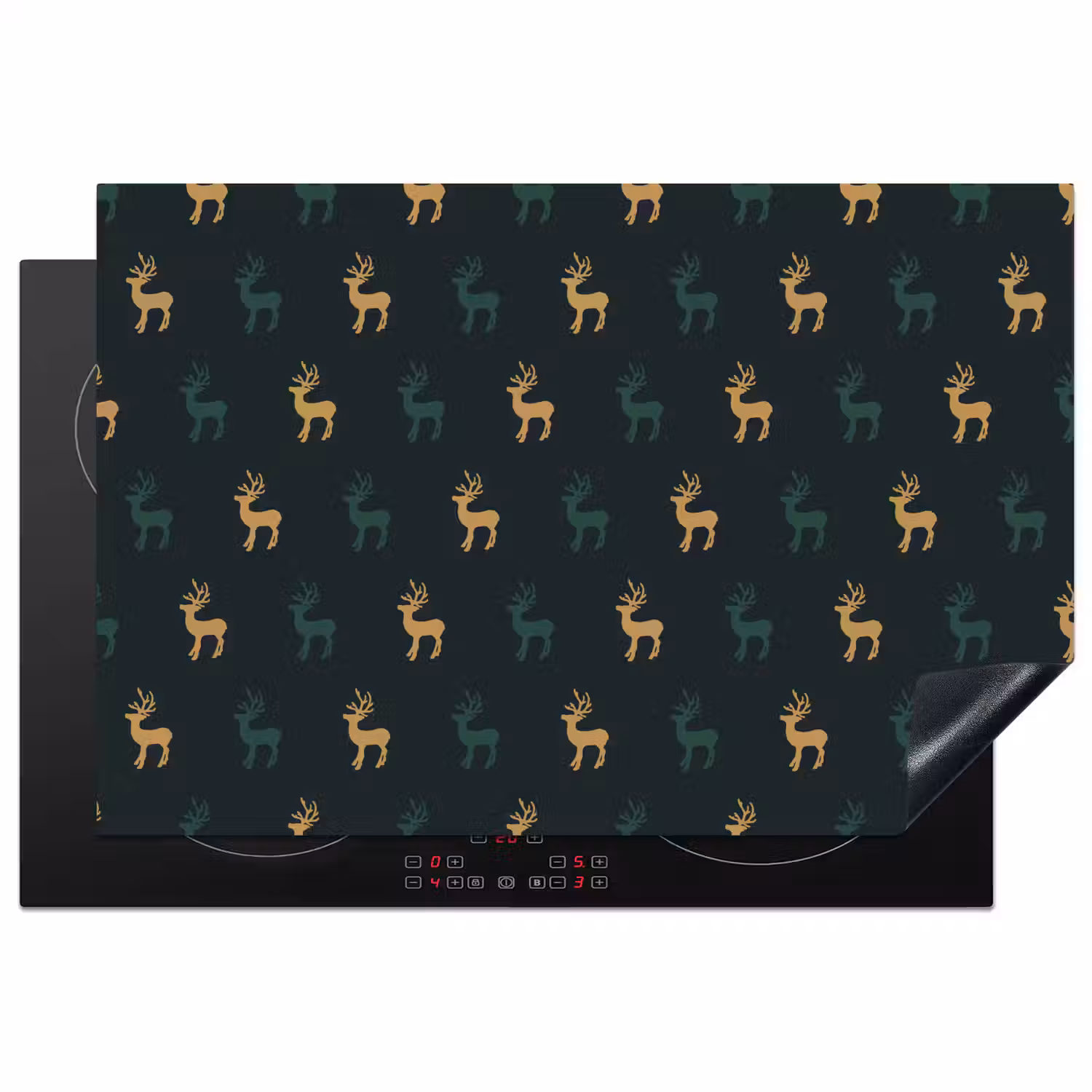 Patroon - Groen - Herten Inductie beschermer vinyl 3mm klein 276 -3d