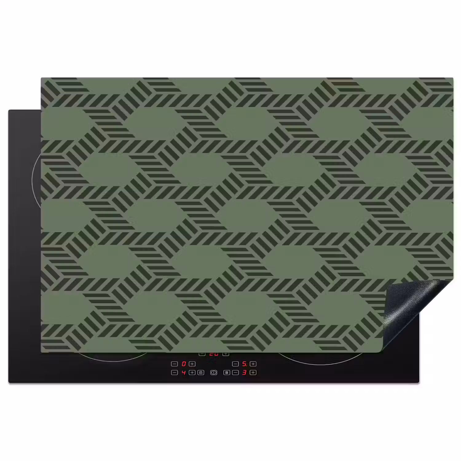 Patroon - Groen - Geometrisch Inductie beschermer vinyl 3mm klein 276 -3d