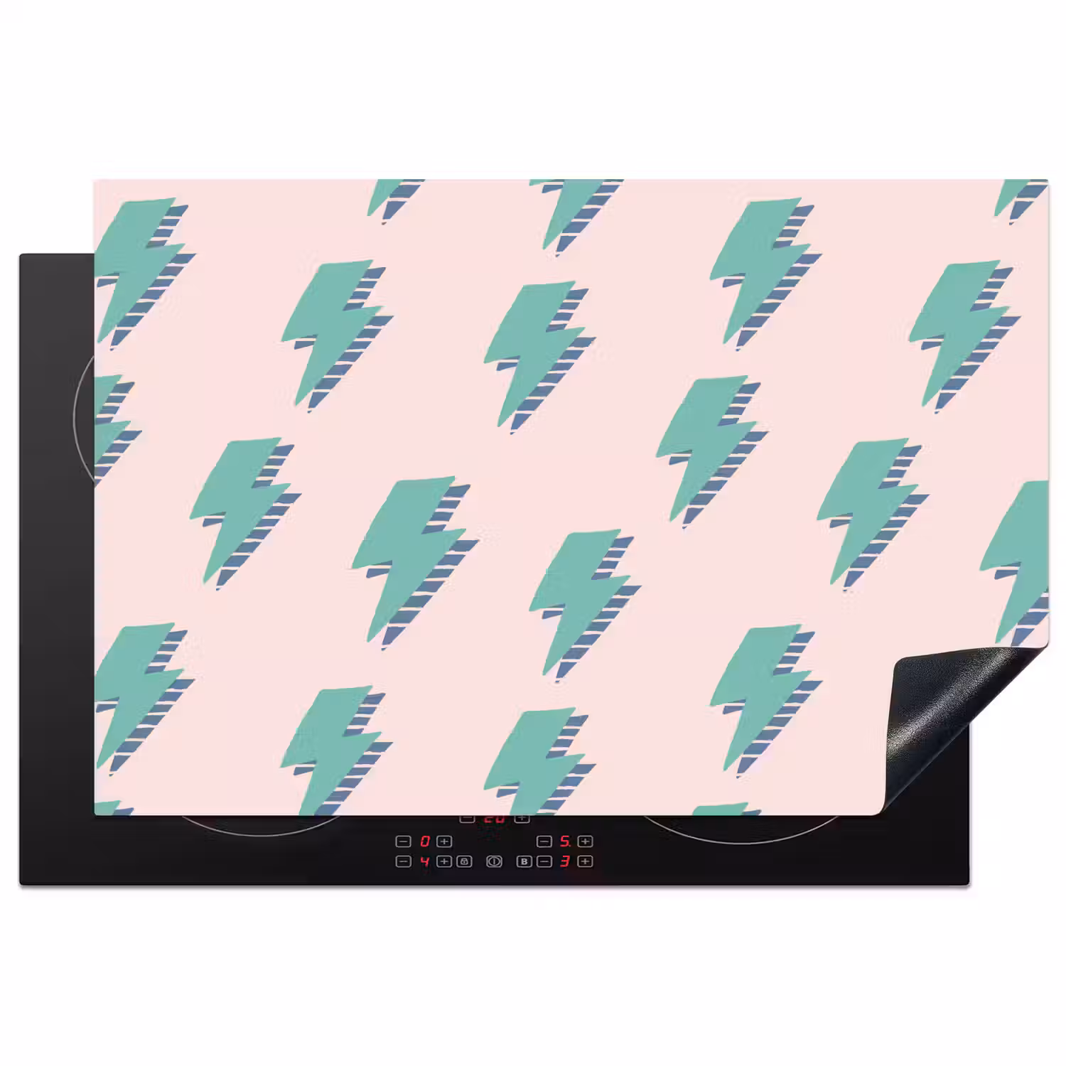 Patroon - Bliksem - Roze - Groen Inductie beschermer vinyl 3mm klein 276 -3d