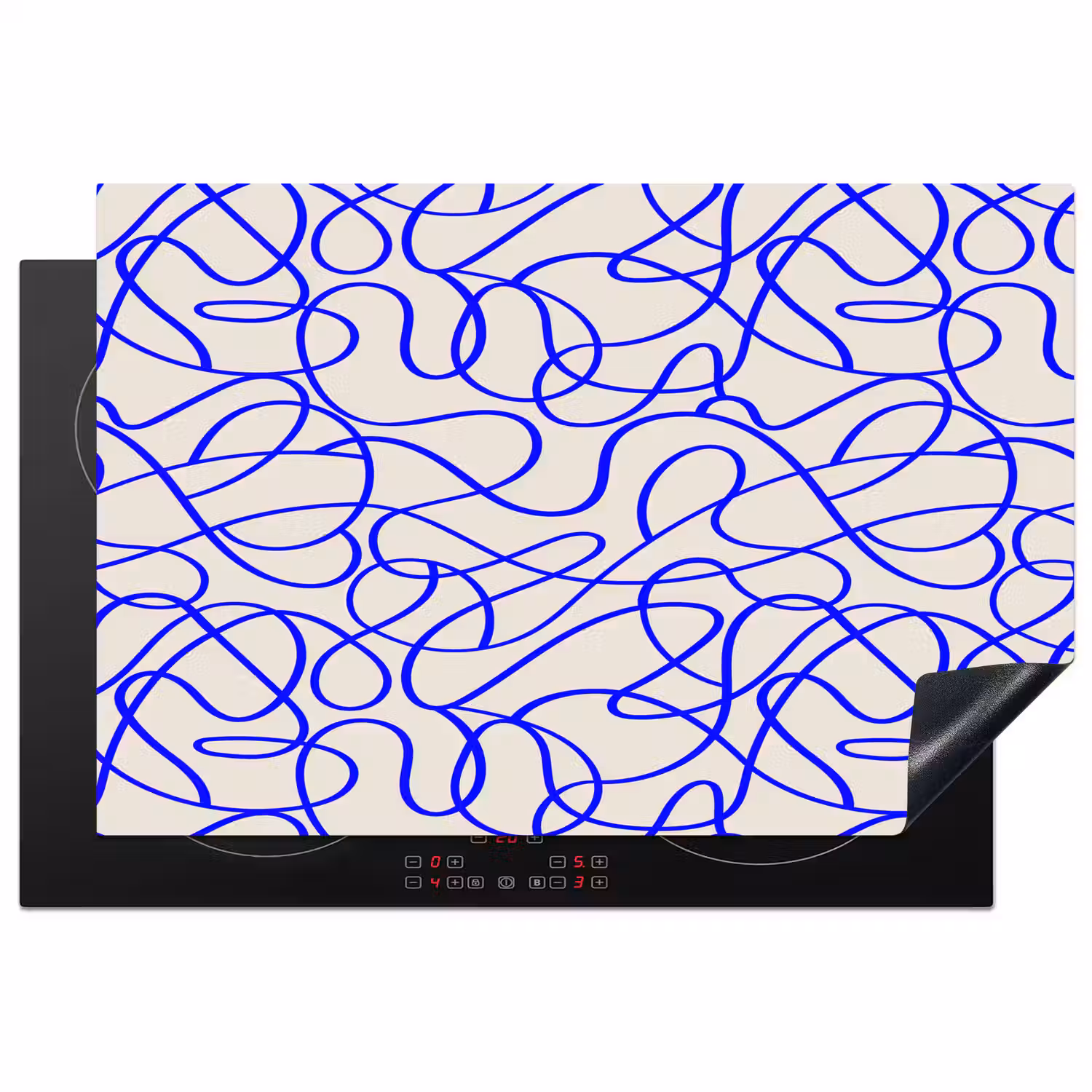 Patronen - Beige - Blauw - Lijnen Inductie beschermer vinyl 3mm klein 276 -3d