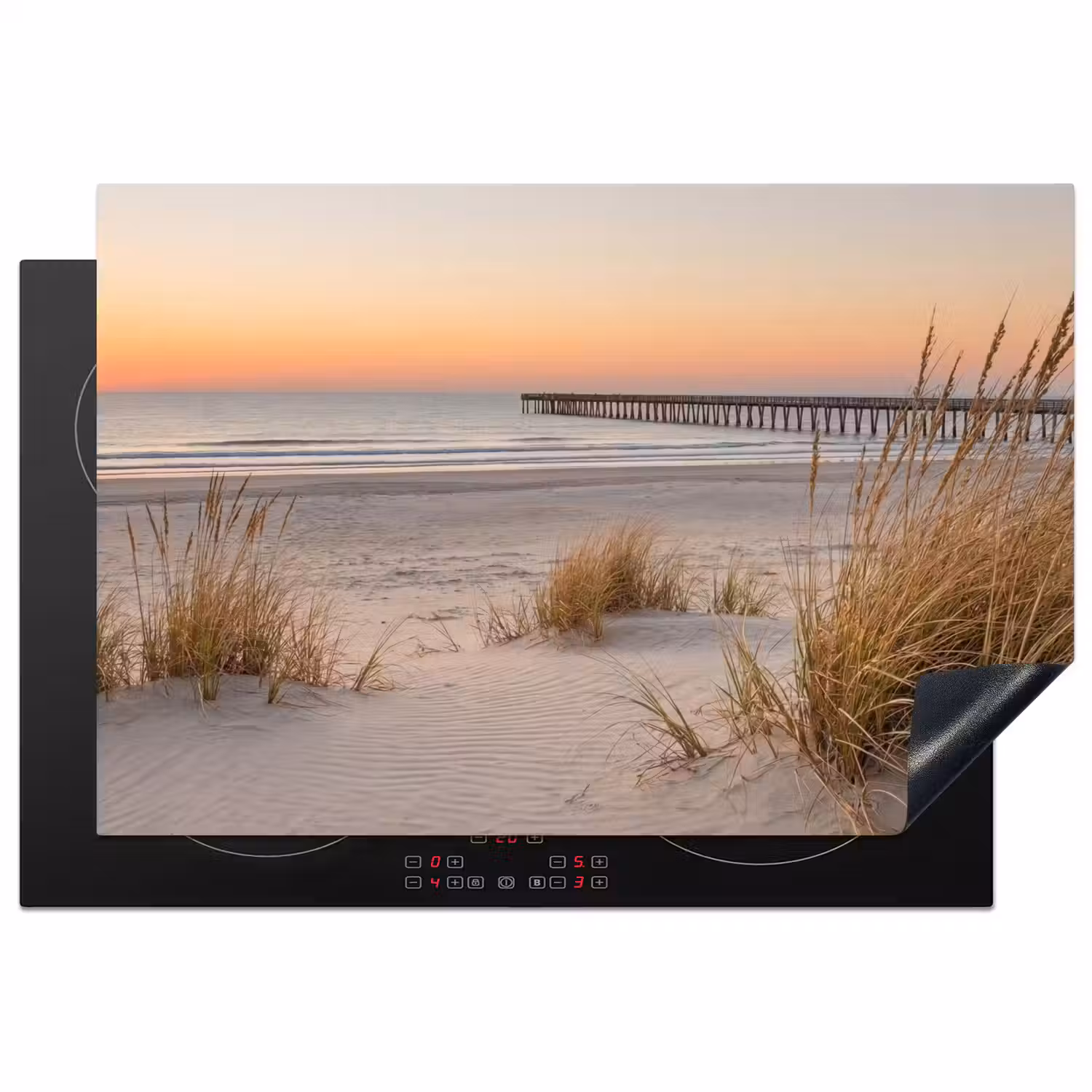 Pier - Zonsondergang - Strand Inductie beschermer vinyl 3mm klein -3d
