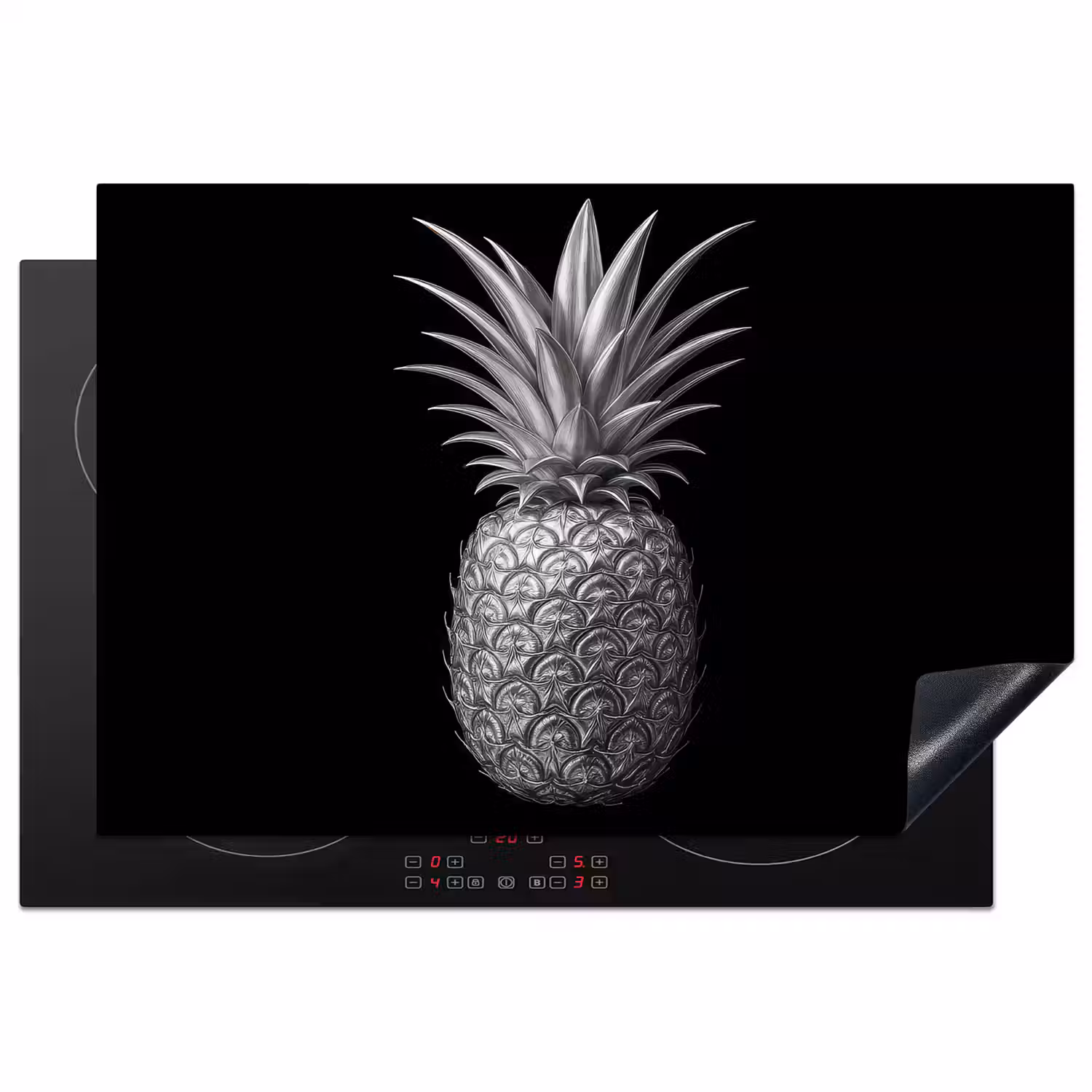 Ananas - Gedetailleerd - Bladeren Inductie beschermer vinyl 3mm klein -3d
