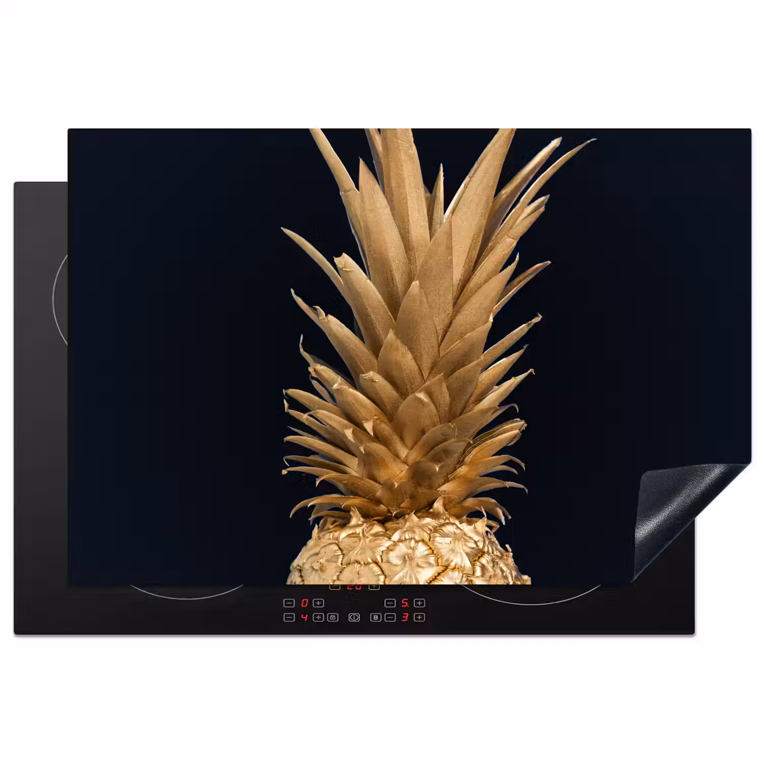 Ananas - Goud - Verf - Zwart - Fruit - Luxe Inductie beschermer vinyl 3mm klein -3d