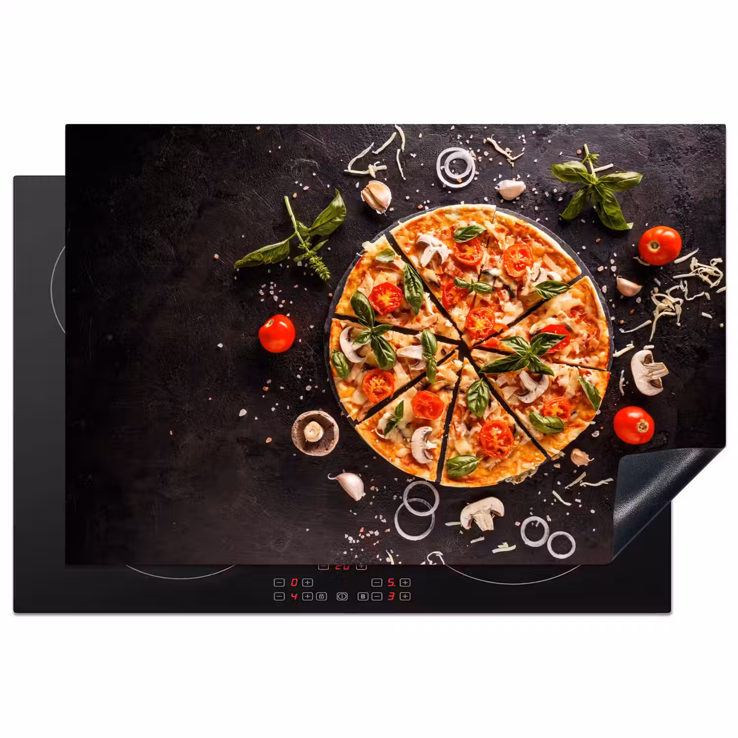 Pizza - Groente - Kruiden - Keuken - Industrieel Inductie beschermer vinyl 3mm klein -3d