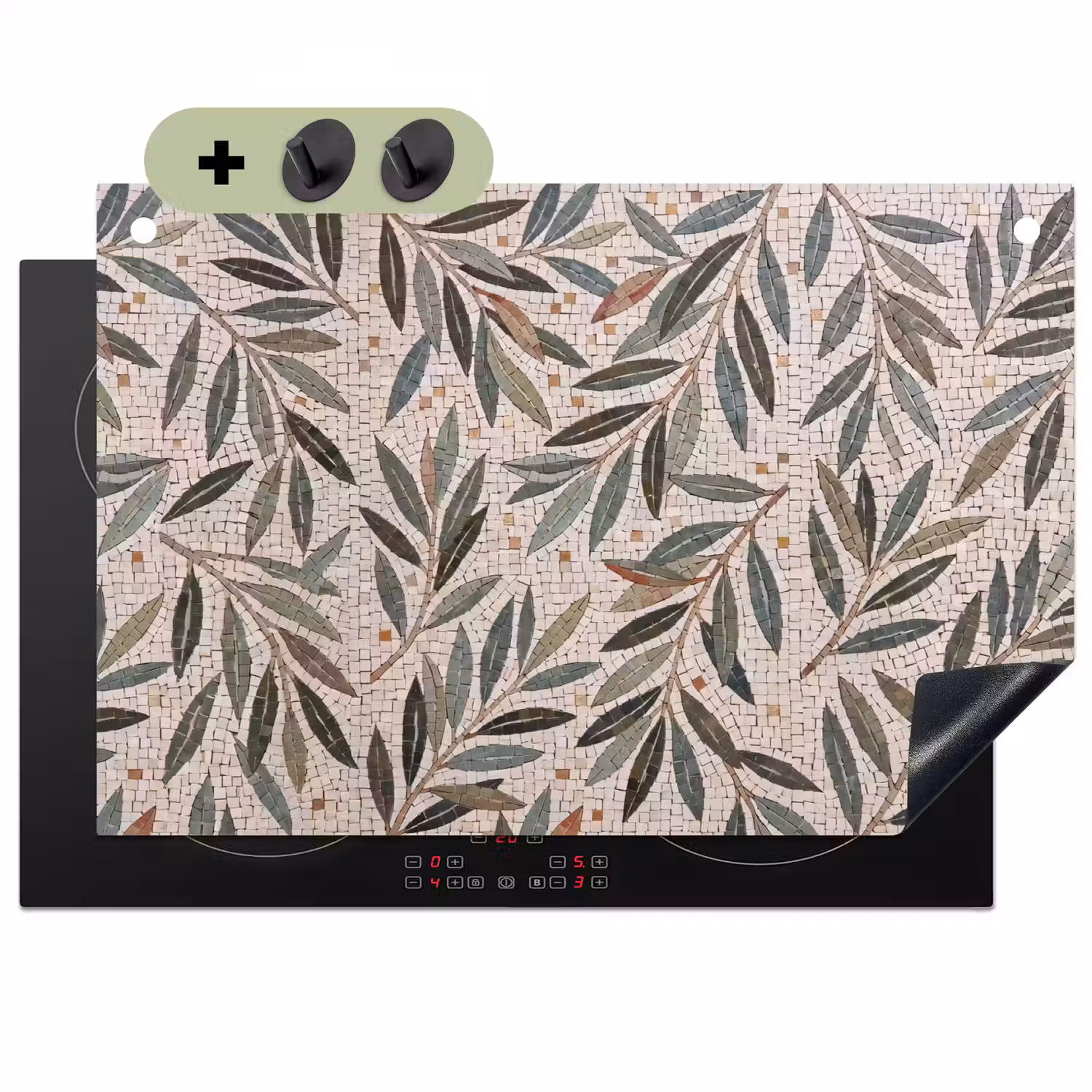 Plant - Blad - Mozaïek - Groen Inductie beschemer met haakjes klein -3d
