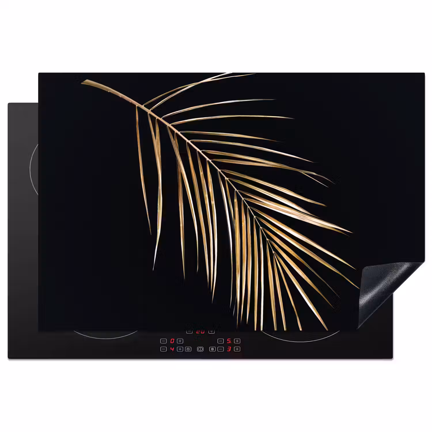 Planten - Goud - Zwart - Bladeren - Luxe Inductie beschermer vinyl 3mm klein -3d