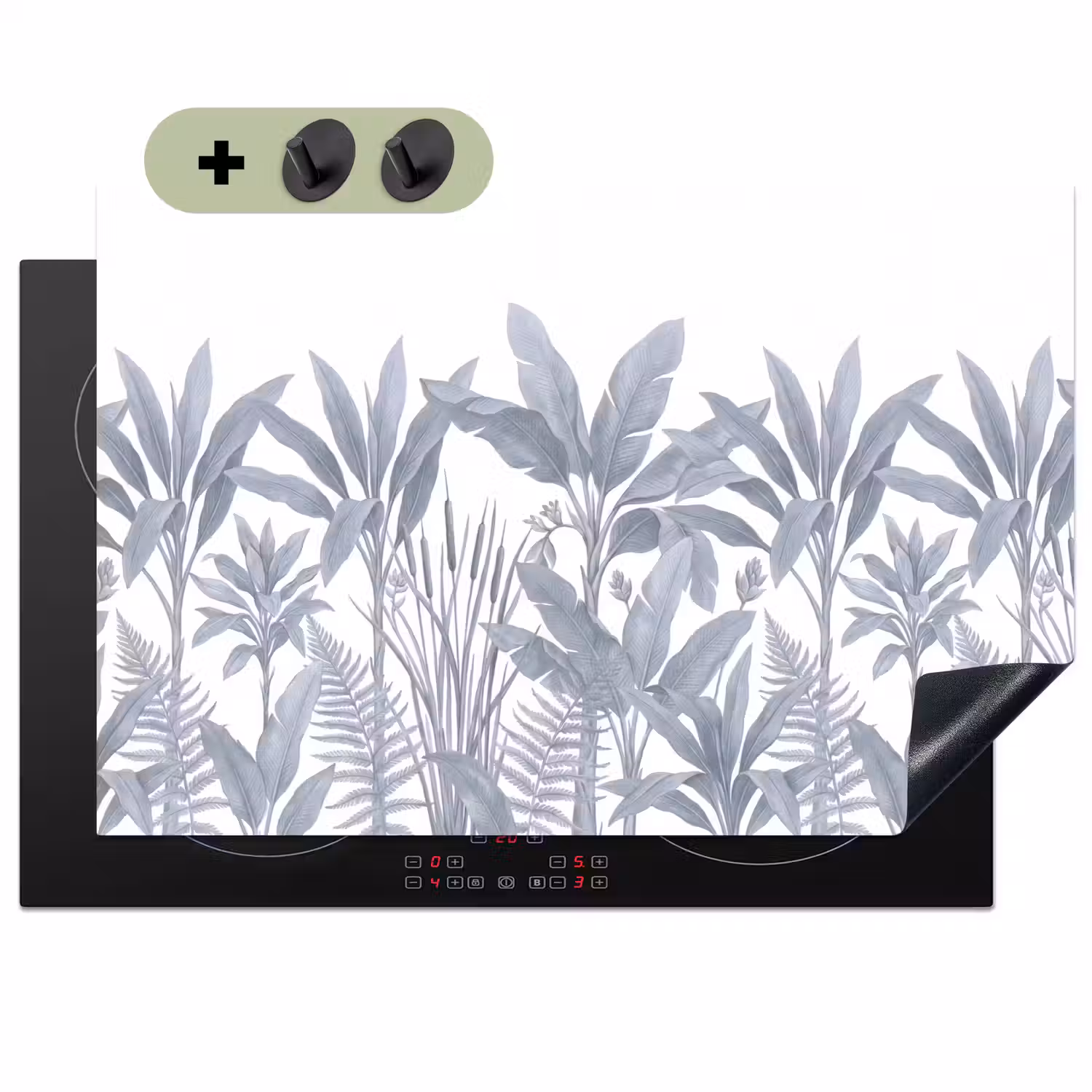Planten - Bladeren - Natuur - Grijs Inductie beschemer met haakjes klein -3d