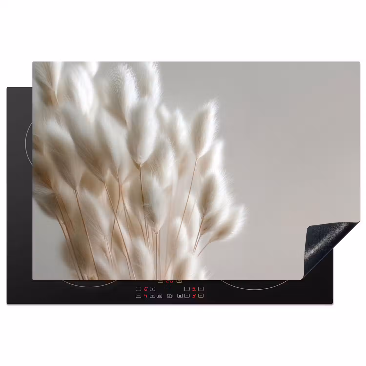 Pluimen - Beige - Minimalistisch Inductie beschermer vinyl 3mm klein -3d