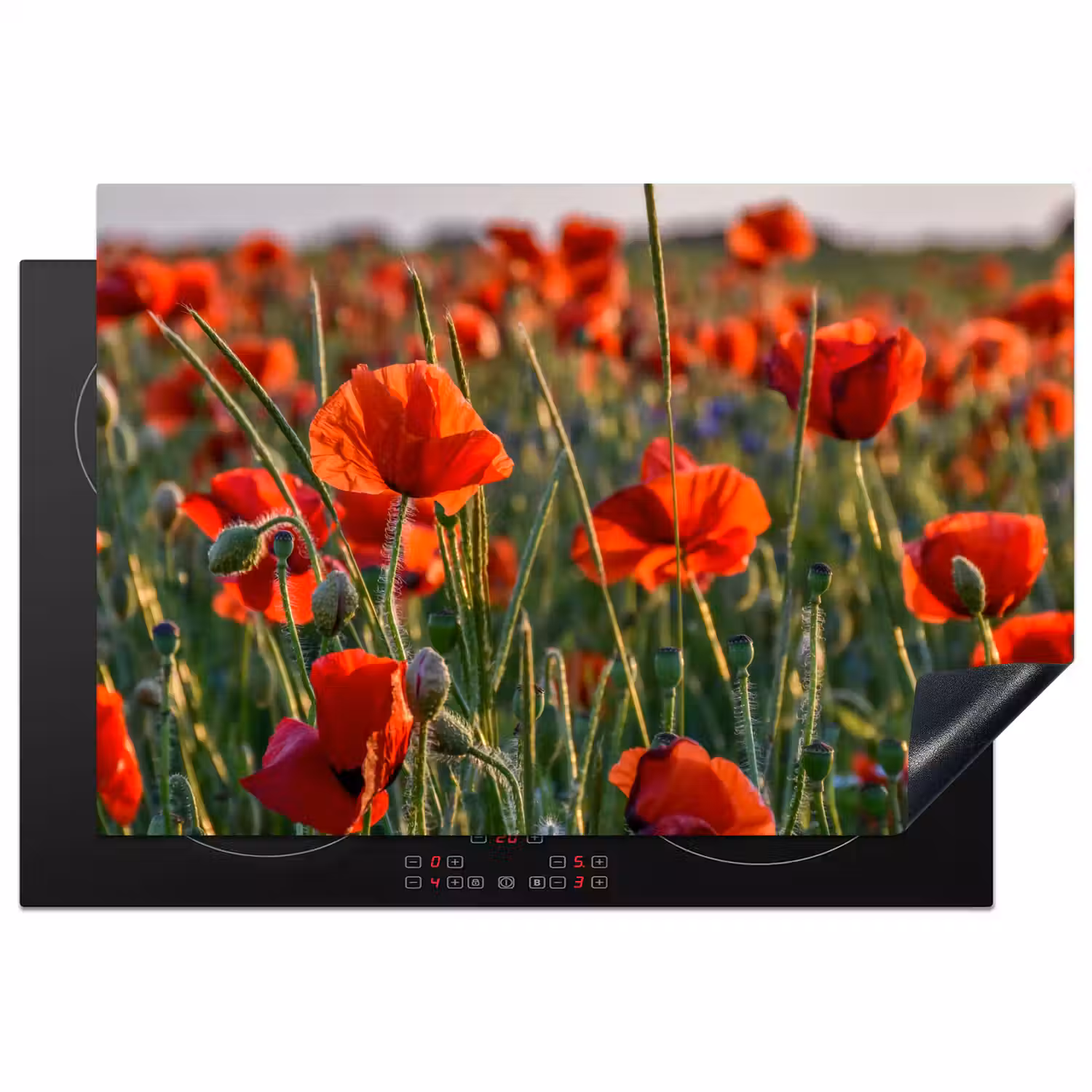 Klaprozen bij Zonsondergang Inductie beschermer vinyl 3mm klein -3d
