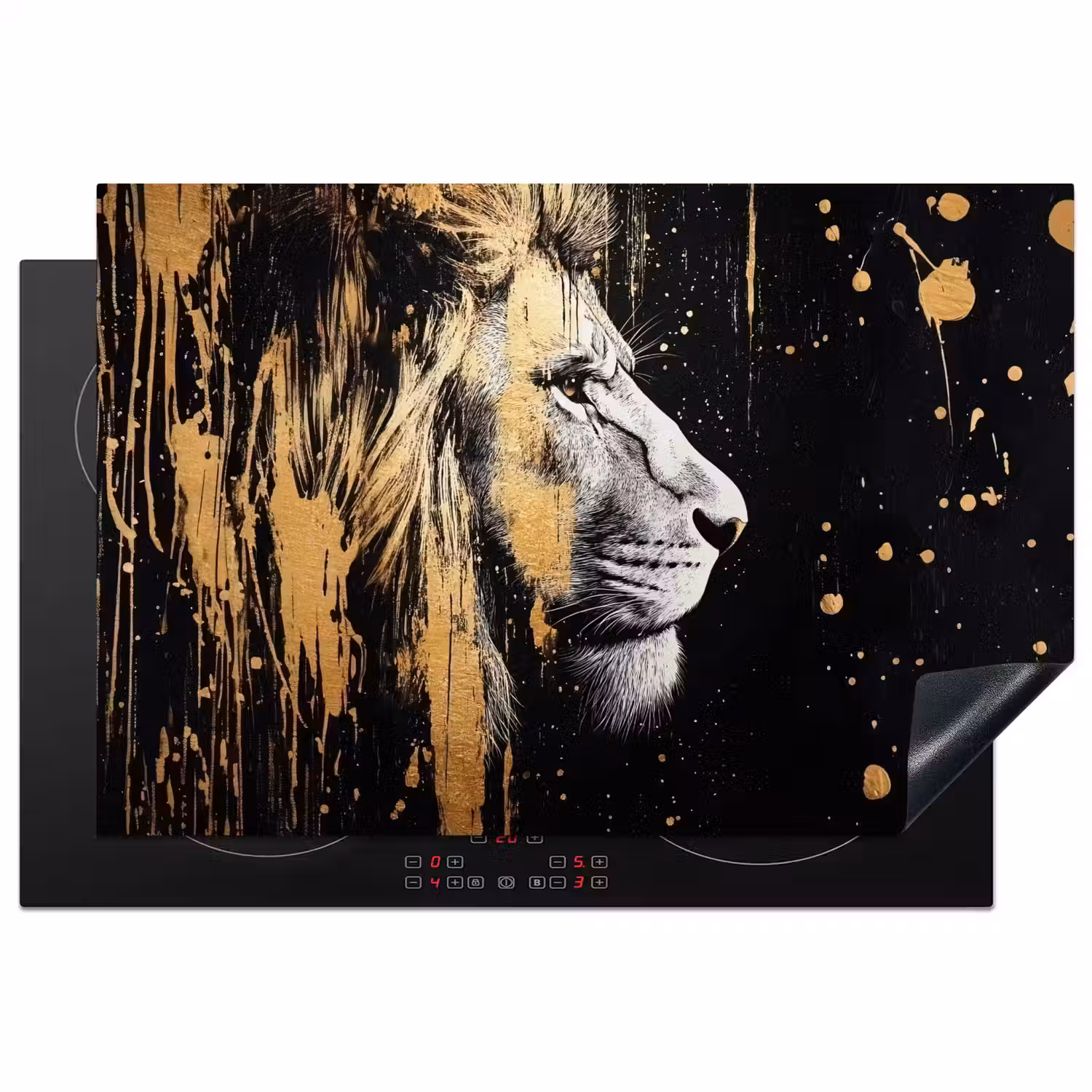 Portret - Leeuw - Abstract - Goud Inductie beschermer vinyl 3mm klein -3d