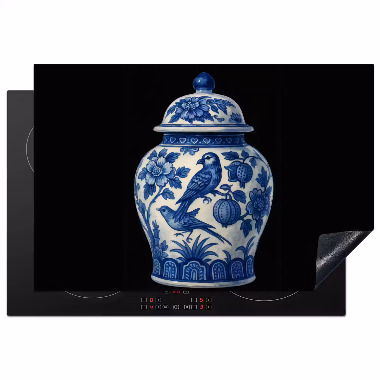 Pot - Delfts Blauw - Bloemen Inductie beschermer vinyl 3mm klein -3d