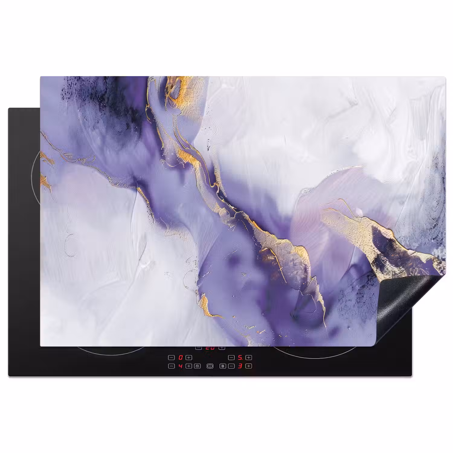 Paars - Modern - Marmer - Abstract Inductie beschermer vinyl 3mm klein -3d