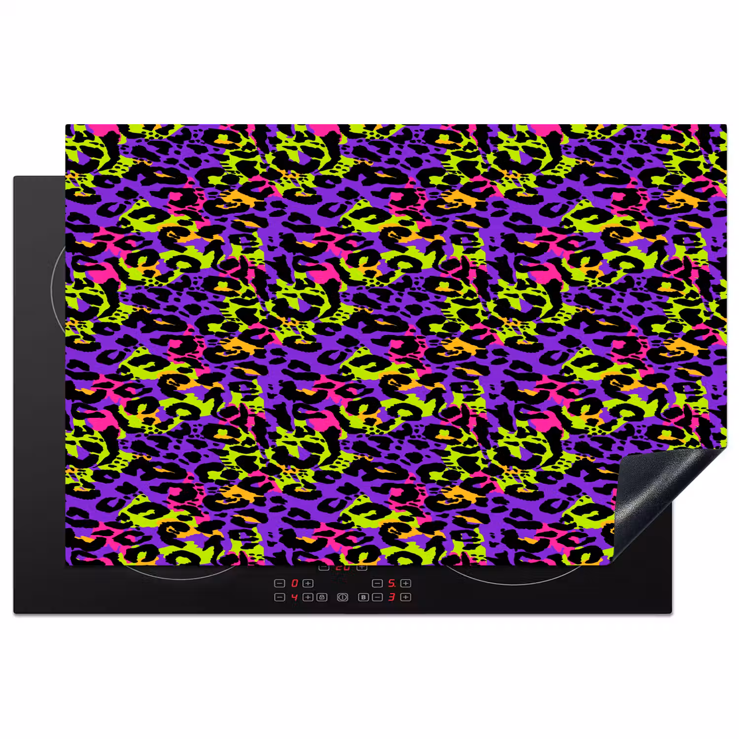Paars - Neon - Dieren - Panter Inductie beschermer vinyl 3mm klein 276 -3d