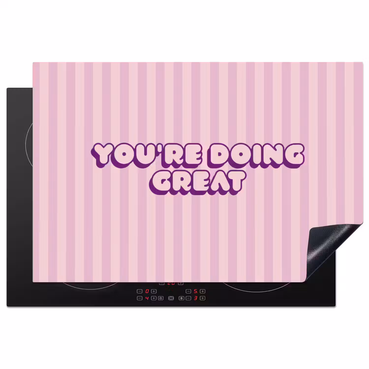 Paars - Strepen - You're doing great - Schaduw Inductie beschermer vinyl 3mm klein -3d