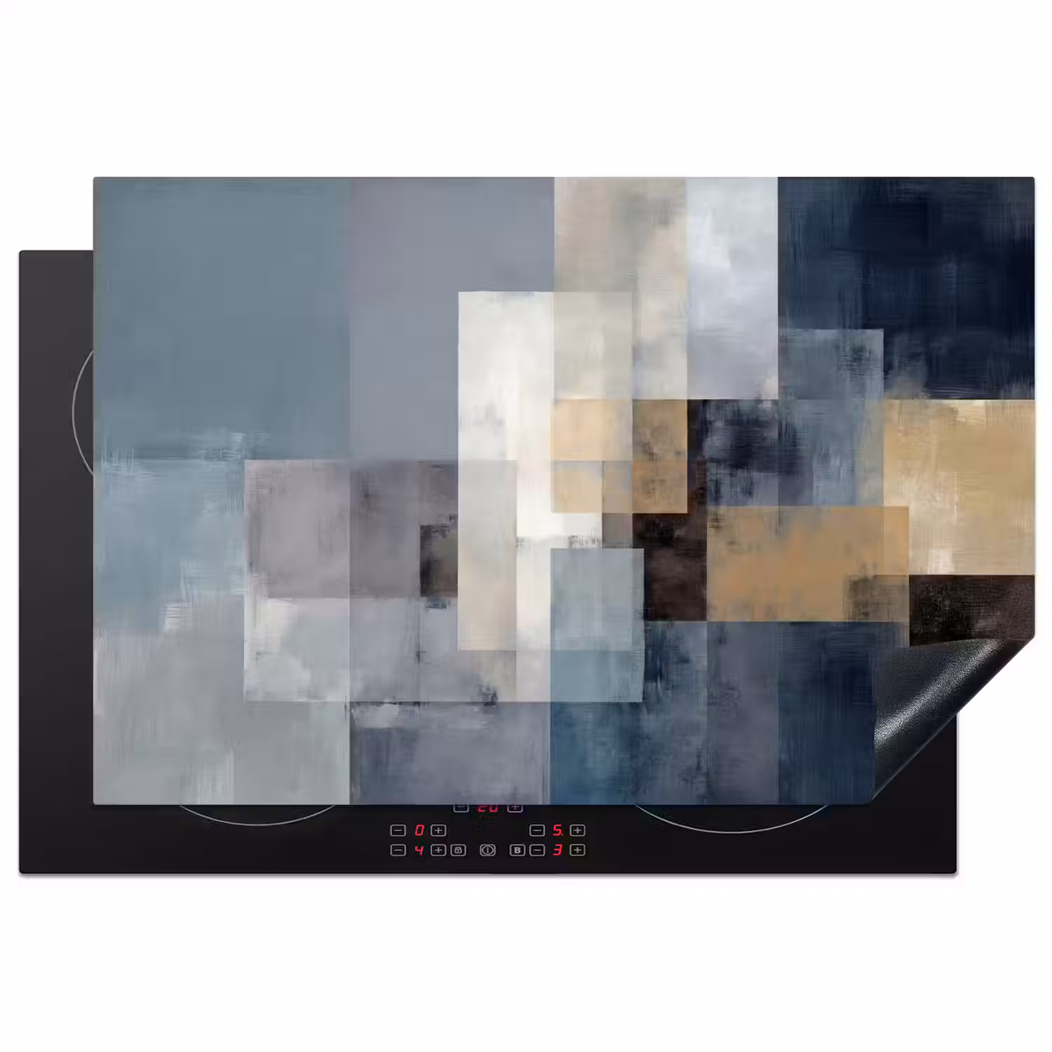 Rechthoeken - Abstract - Blauw Inductie beschermer vinyl 3mm klein -3d