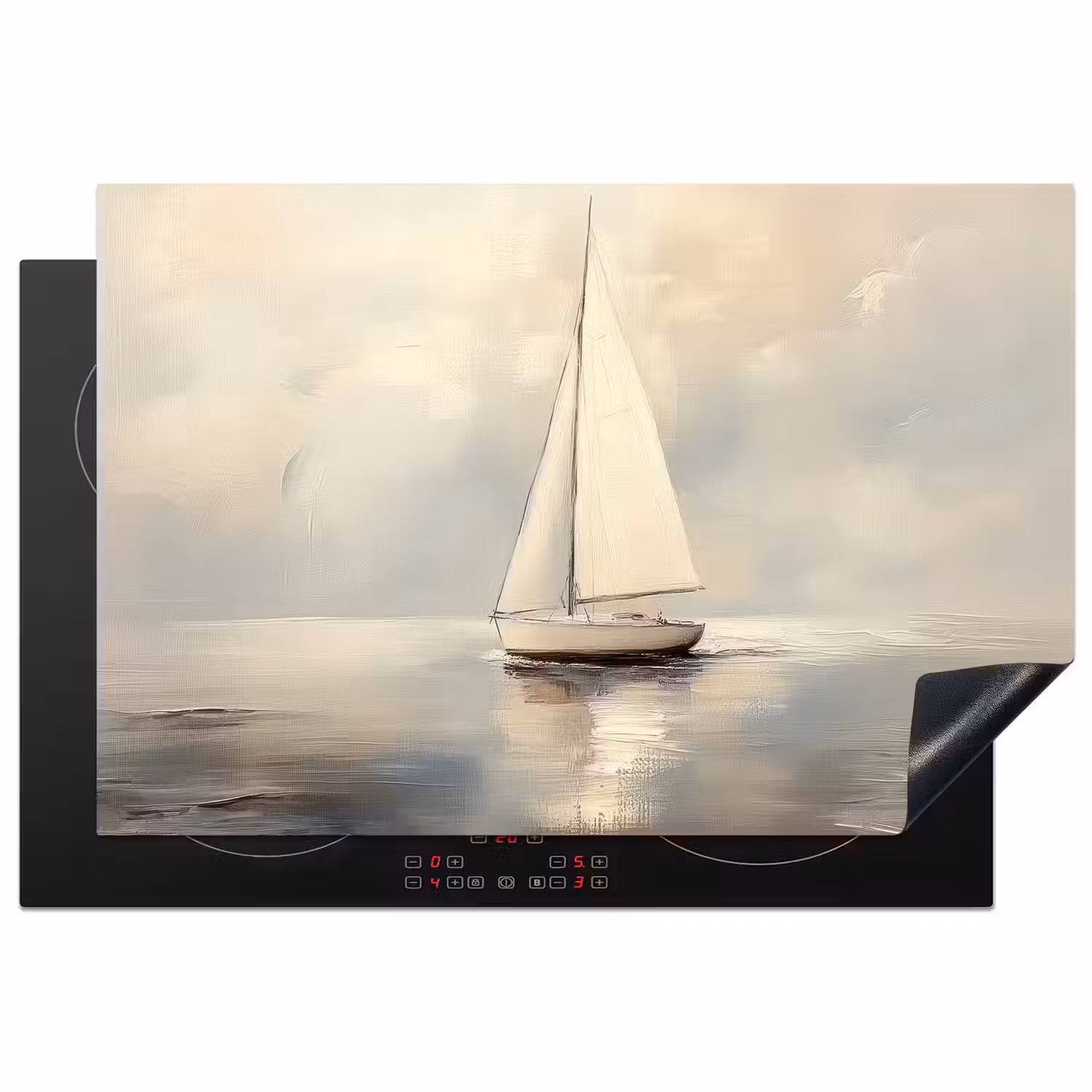 Zeilschip - Zee - Bewolkt Inductie beschermer vinyl 3mm klein -3d