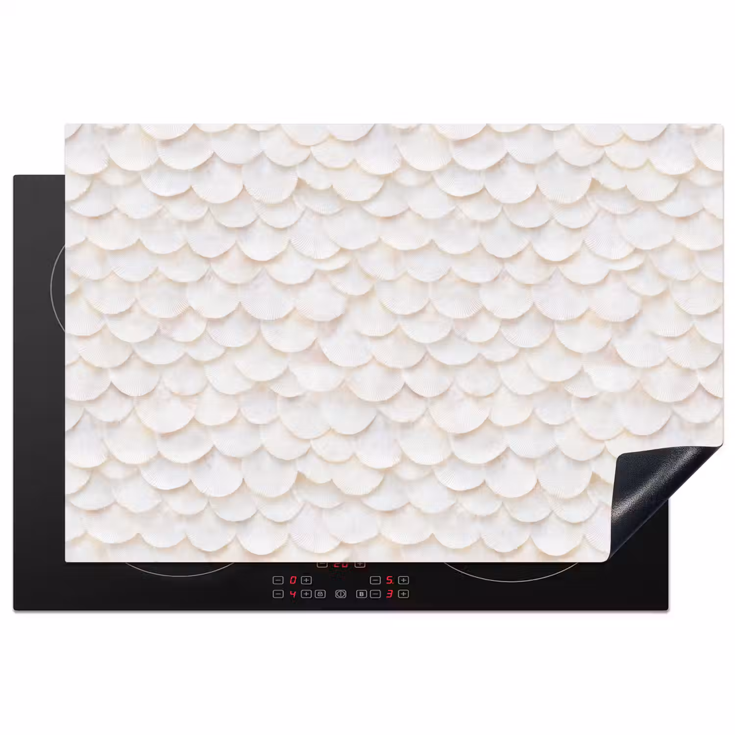 Schubben - Wit - Elegant Inductie beschermer vinyl 3mm klein 276 -3d