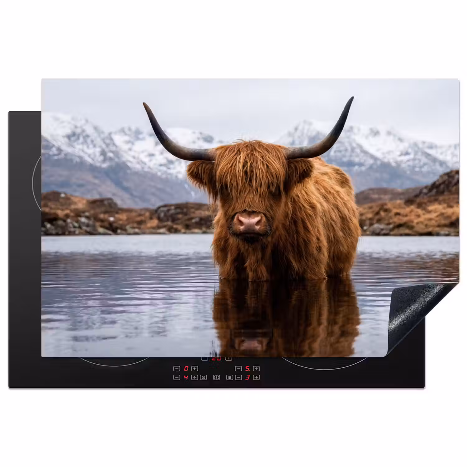 Schotse hooglander - Bruin - Water Inductie beschermer vinyl 3mm klein -3d