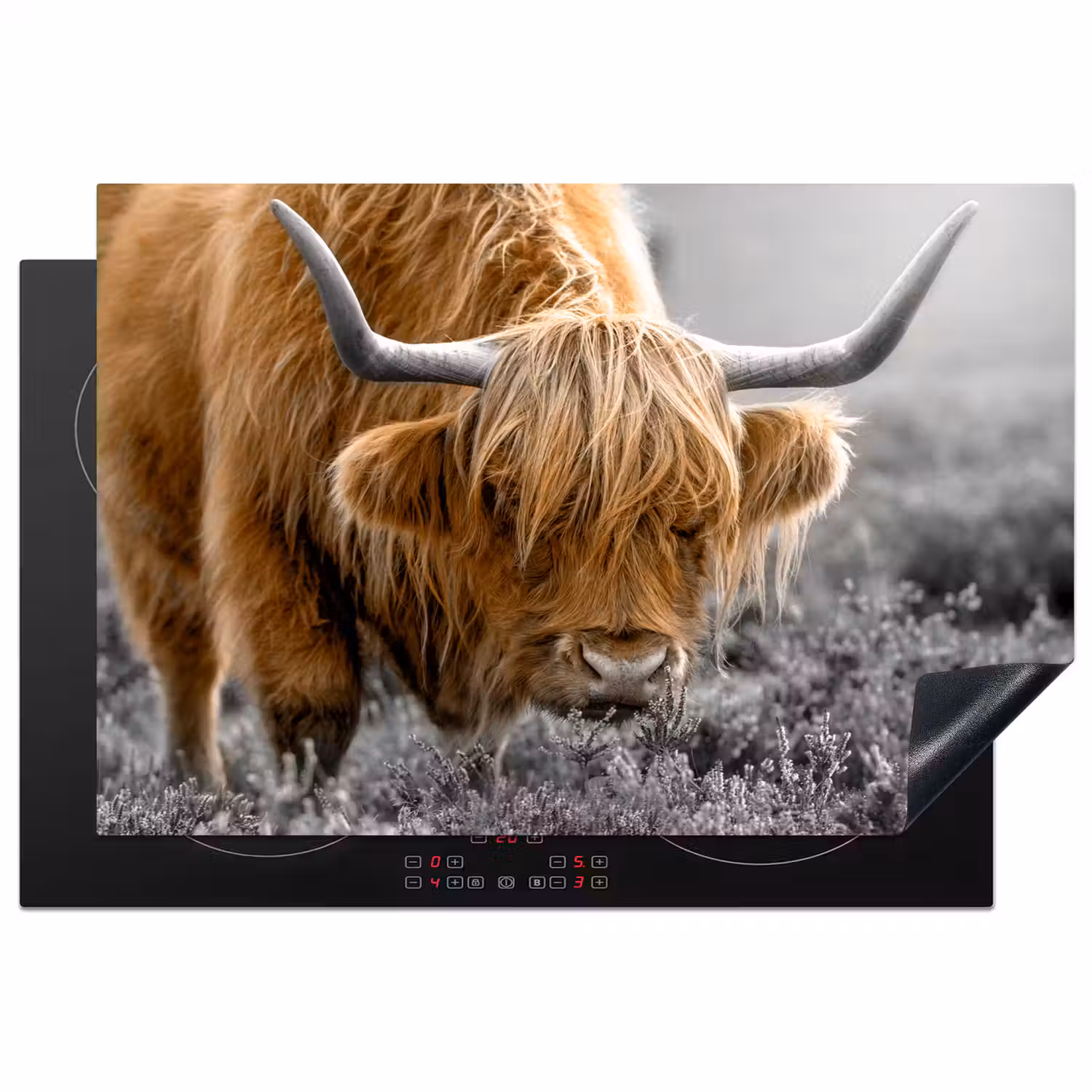 Schotse Hooglander - Dieren - Bruin - Koe - Zwart - Wit - Natuur Inductie beschermer vinyl 3mm klein -3d