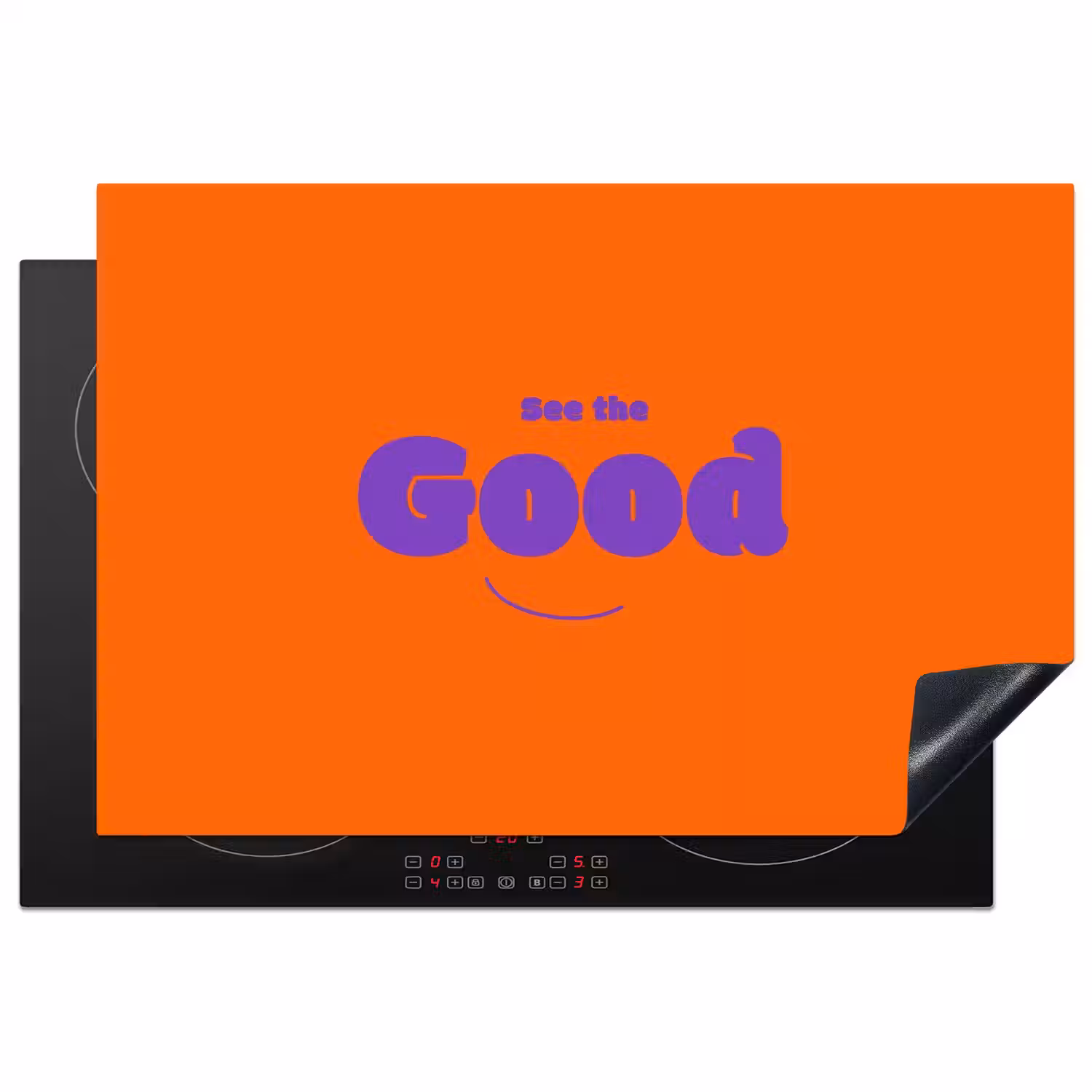 See the good - Paars - Oranje - Smiley Inductie beschermer vinyl 3mm klein -3d