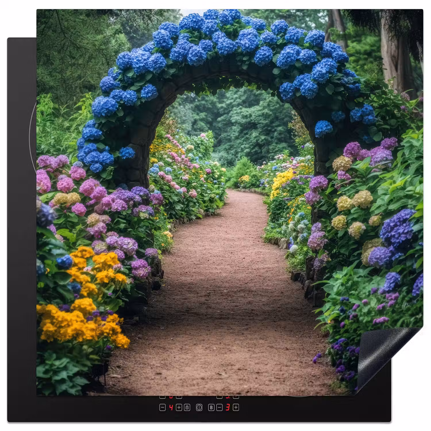 Doorkijk - Bloemen - Hortensia - Pad Inductie beschermer vinyl 3mm middel -3d
