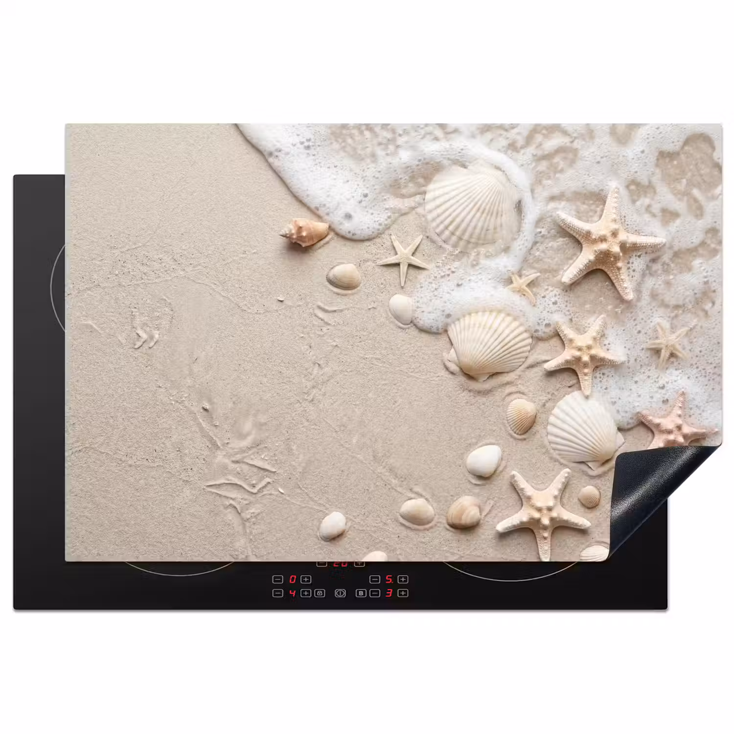 Schelpen - Zeesterren - Strand Inductie beschermer vinyl 3mm klein -3d