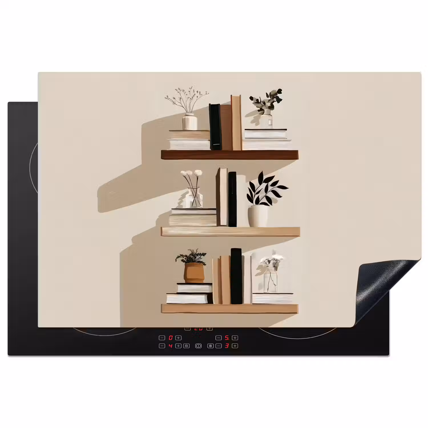 Plankjes - Boeken - Vaasjes - Planten Inductie beschermer vinyl 3mm klein -3d
