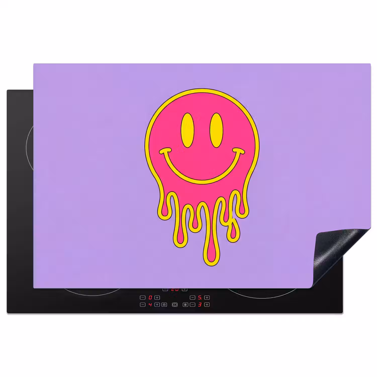 Smiley - Drip - Neon Inductie beschermer vinyl 3mm klein -3d