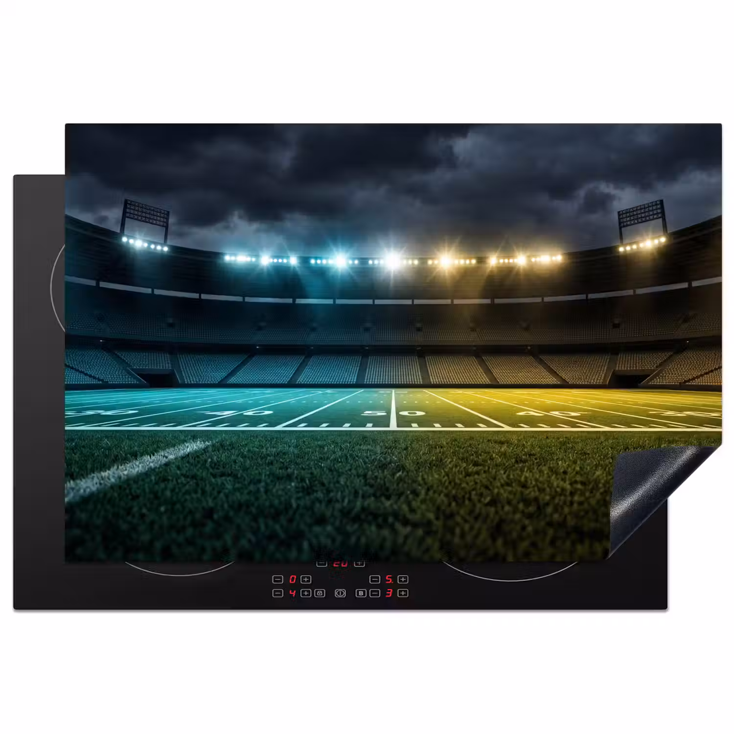 Voetbal - Stadion - Nacht - Modern Inductie beschermer vinyl 3mm klein -3d