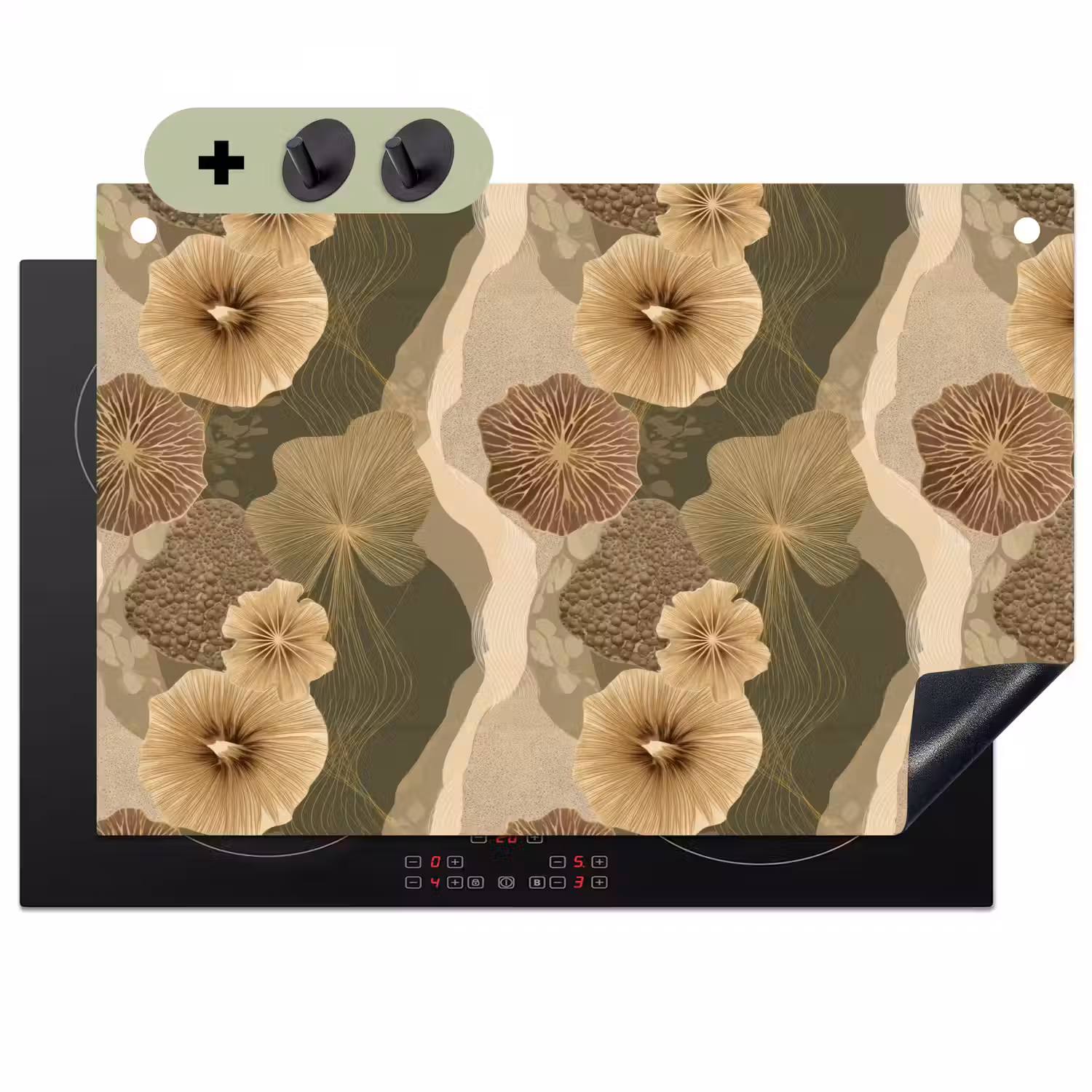 Abstract - Modern - Groen Inductie beschemer met haakjes klein 777 -3d
