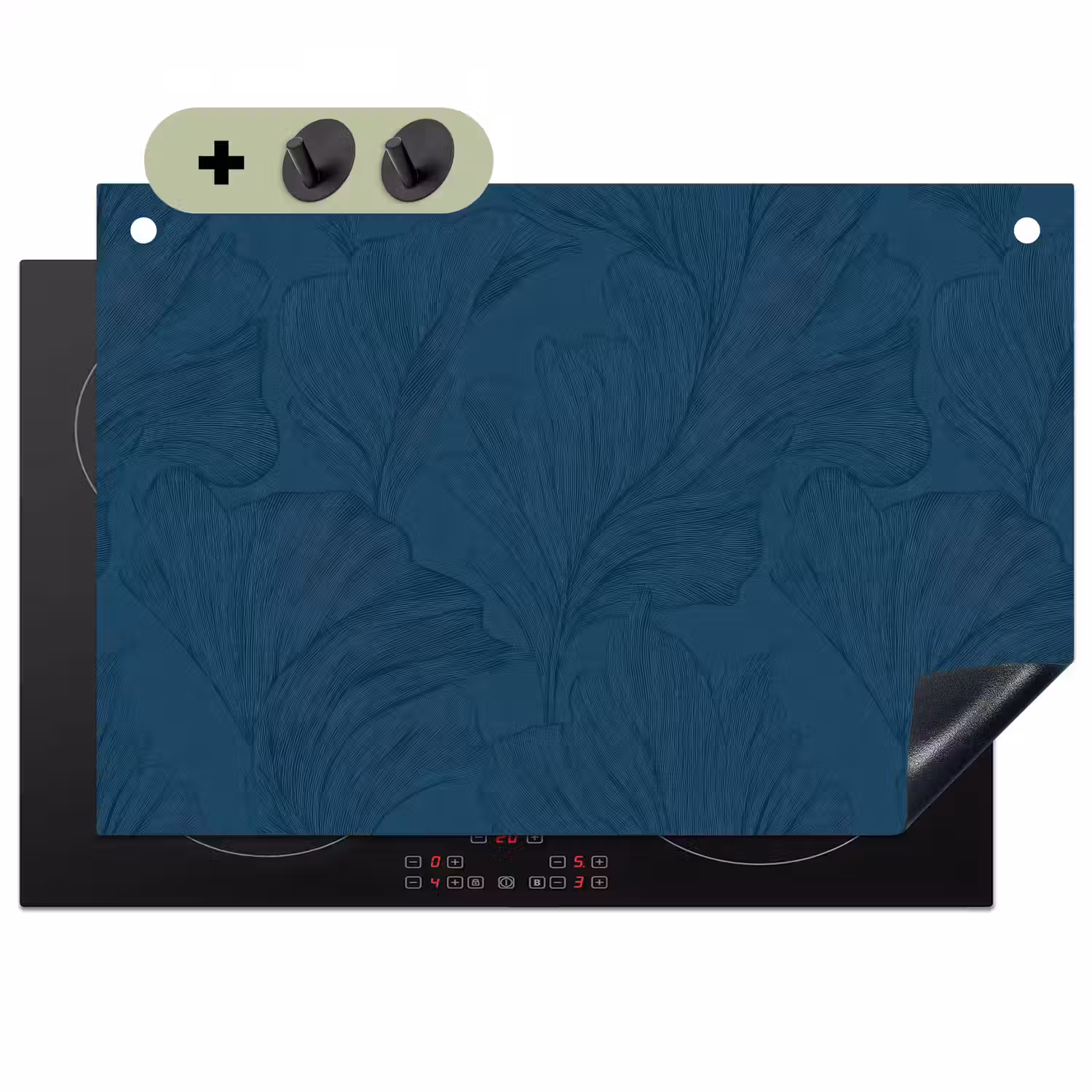 Abstract - Patroon - Donkerblauw - Elegant Inductie beschemer met haakjes klein 777 -3d