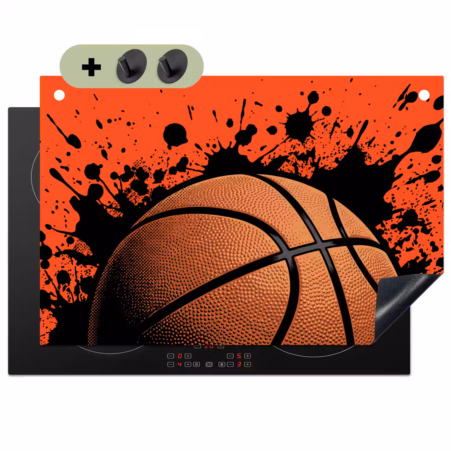 Basketbal - Verf - Sport - Oranje Inductie beschemer met haakjes klein -3d
