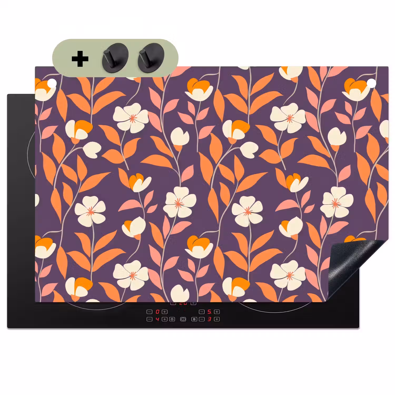 Boho - Vintage - Paars Inductie beschemer met haakjes klein 777 -3d