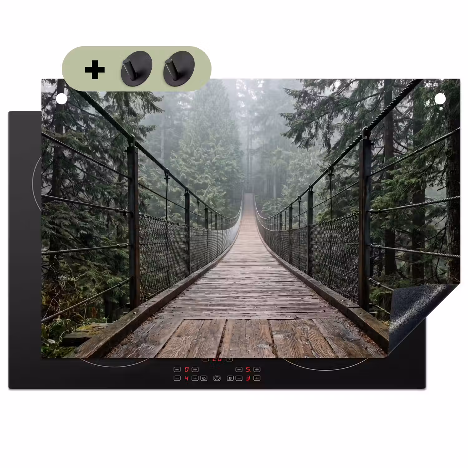Brug - Bos - Mist - Natuur Inductie beschemer met haakjes klein -3d