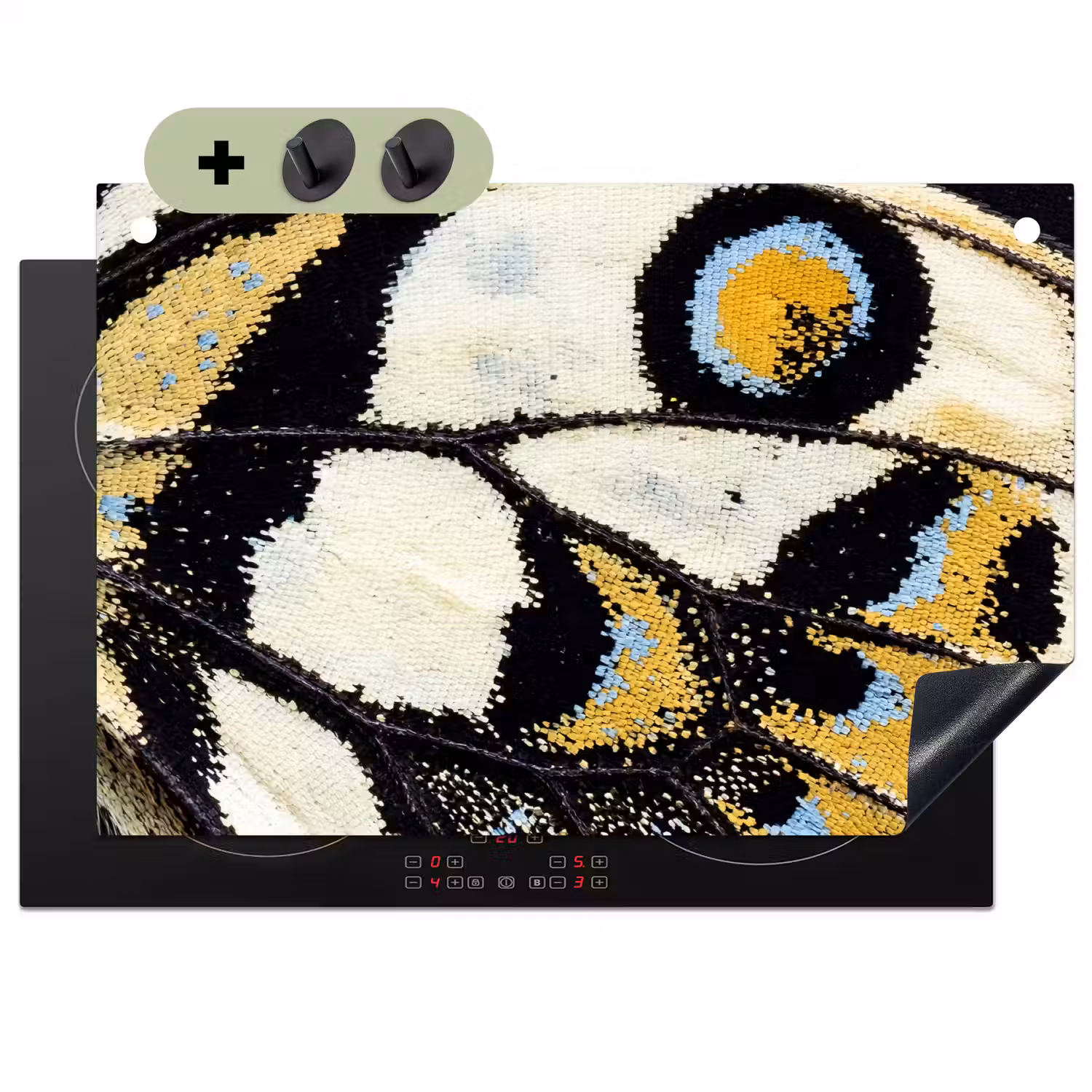 Vlinder - Vleugel - Geel Inductie beschemer met haakjes klein -3d