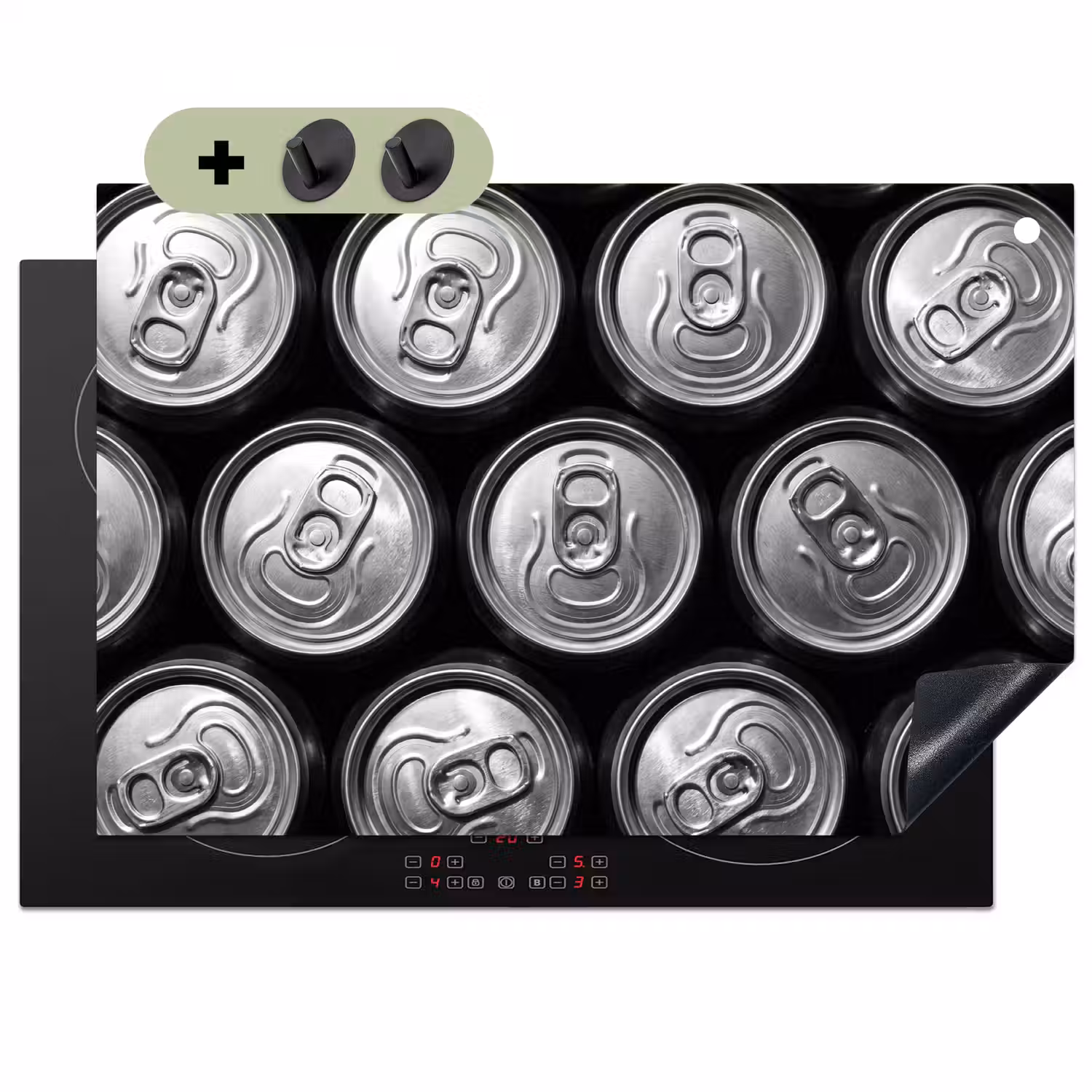 Blikjes - Aluminium - Patroon - Industrieel - Zilver Inductie beschemer met haakjes klein -3d