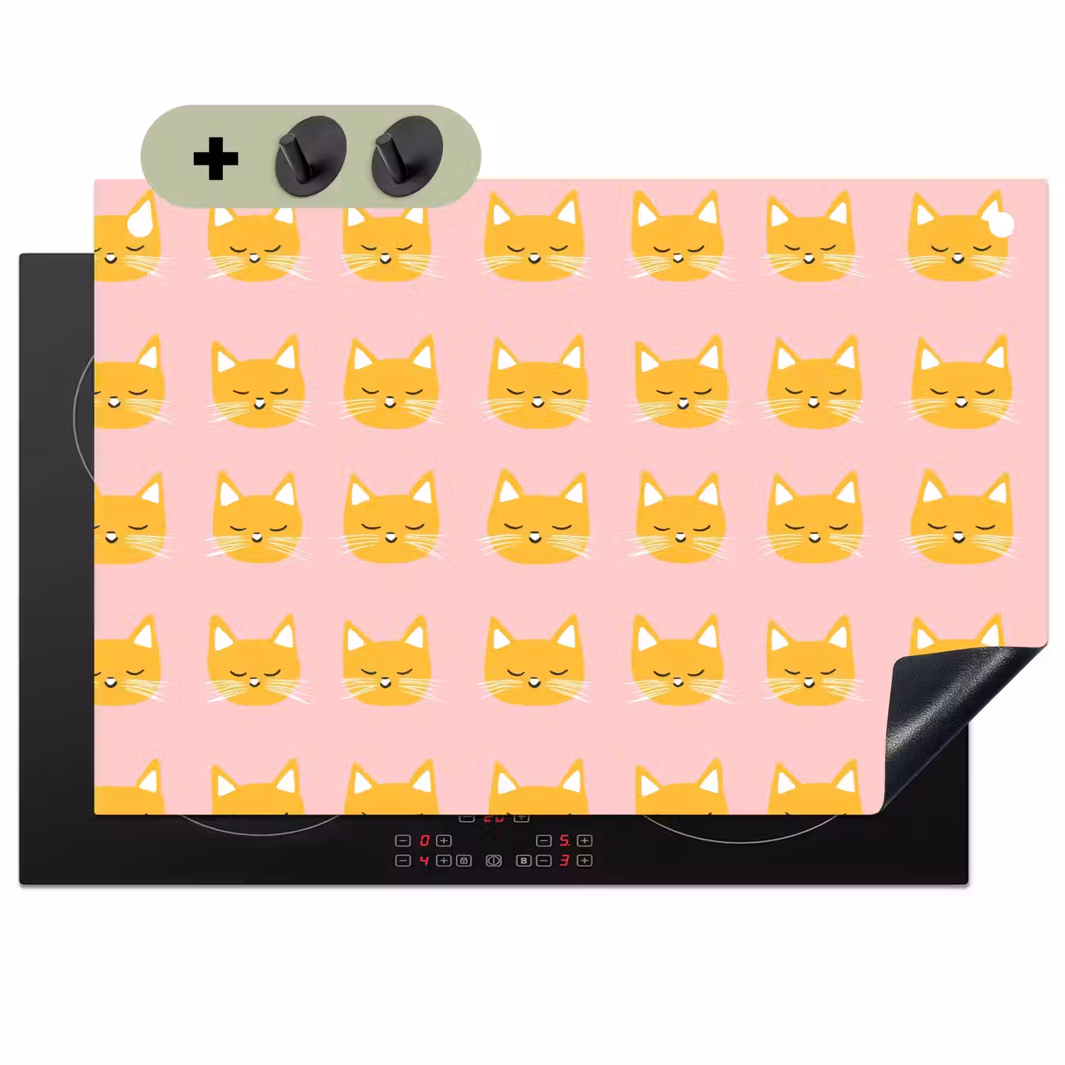 Katten - Patroon - Roze Inductie beschemer met haakjes klein 777 -3d