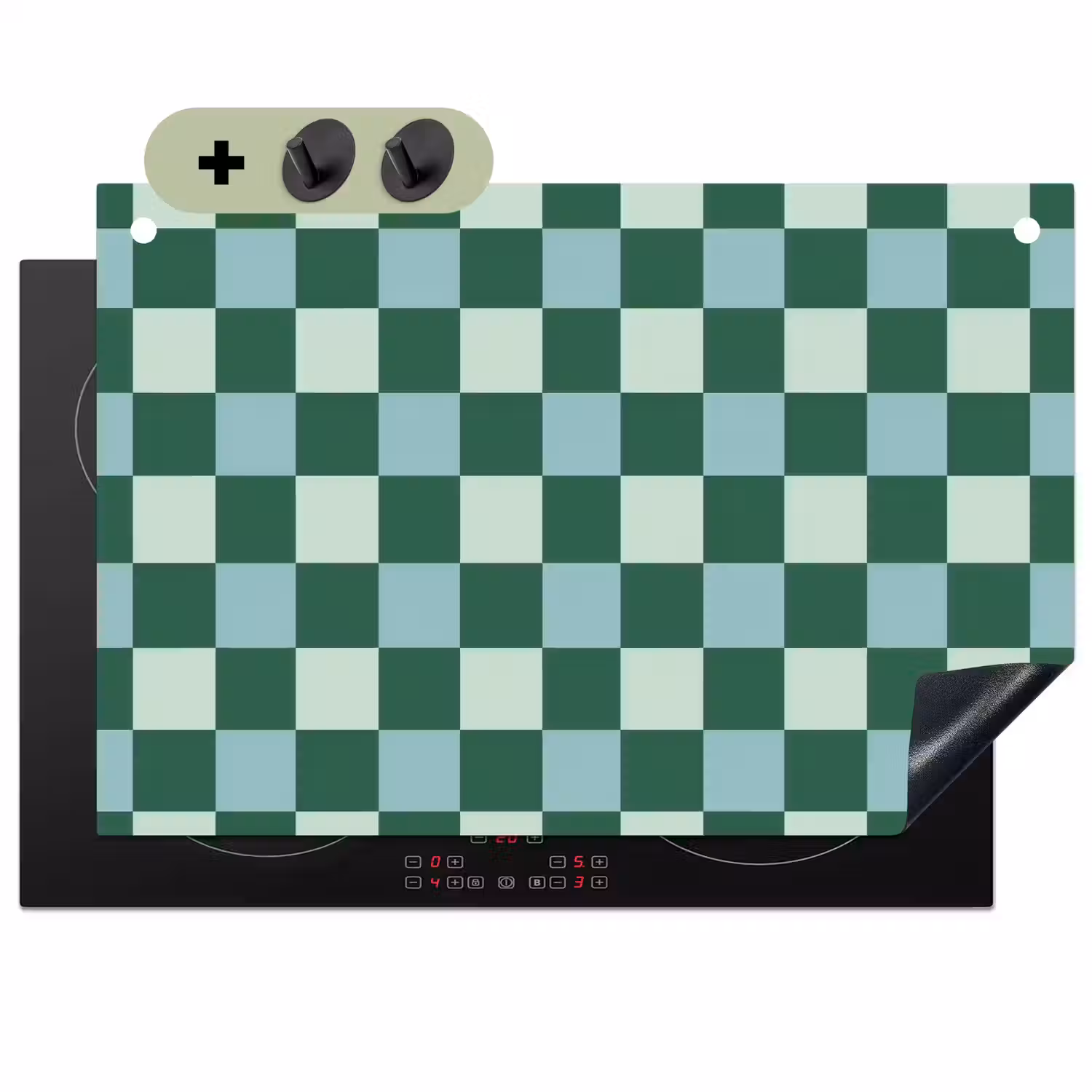 Schaakbord - Klassiek - Groen Inductie beschemer met haakjes klein 777 -3d