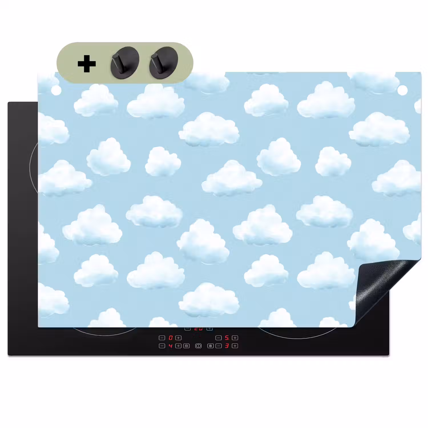 Wolken - Illustratie - Blauw Inductie beschemer met haakjes klein 777 -3d